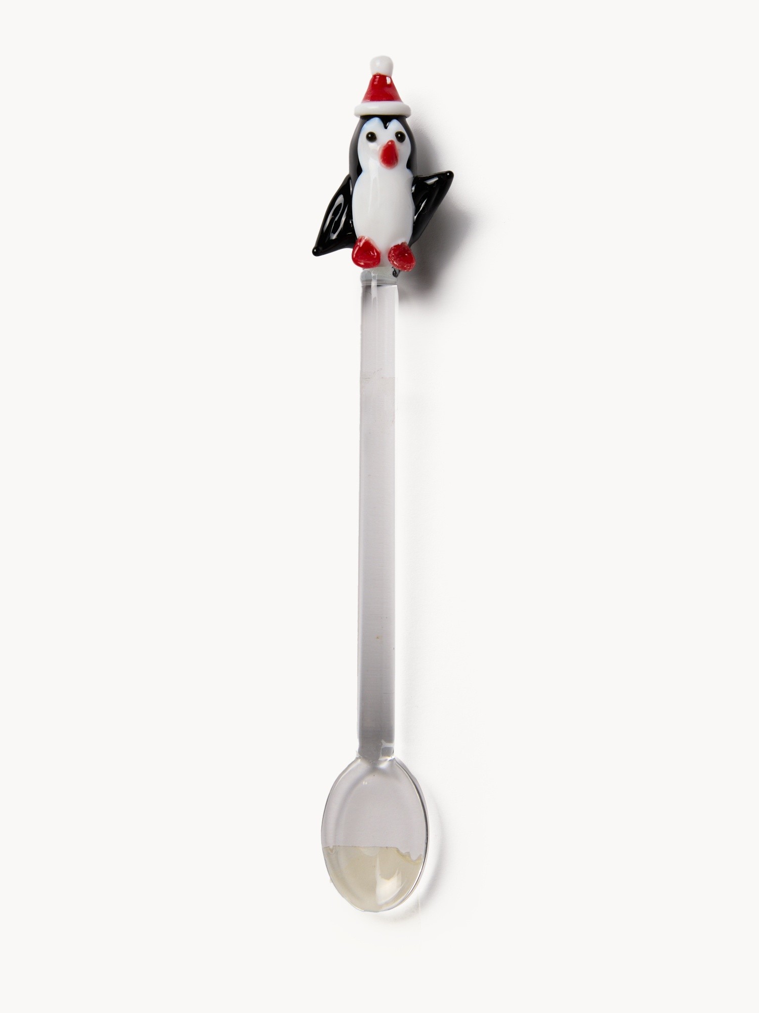 Cucchiaino in vetro borosilicato dettaglio pinguino, Verde, large image number 0
