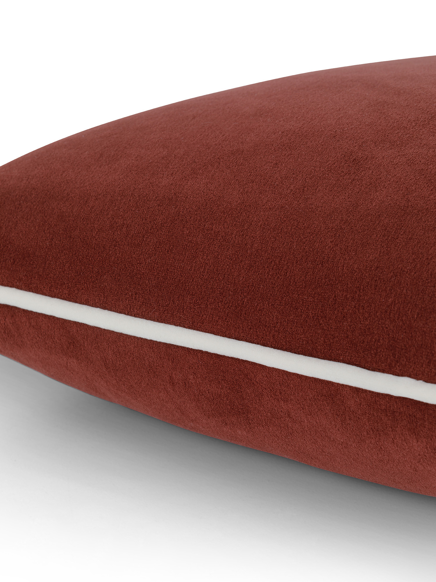 Cuscino in velluto con piping applicato sul bordo 45x45 cm, Marrone, large image number 2