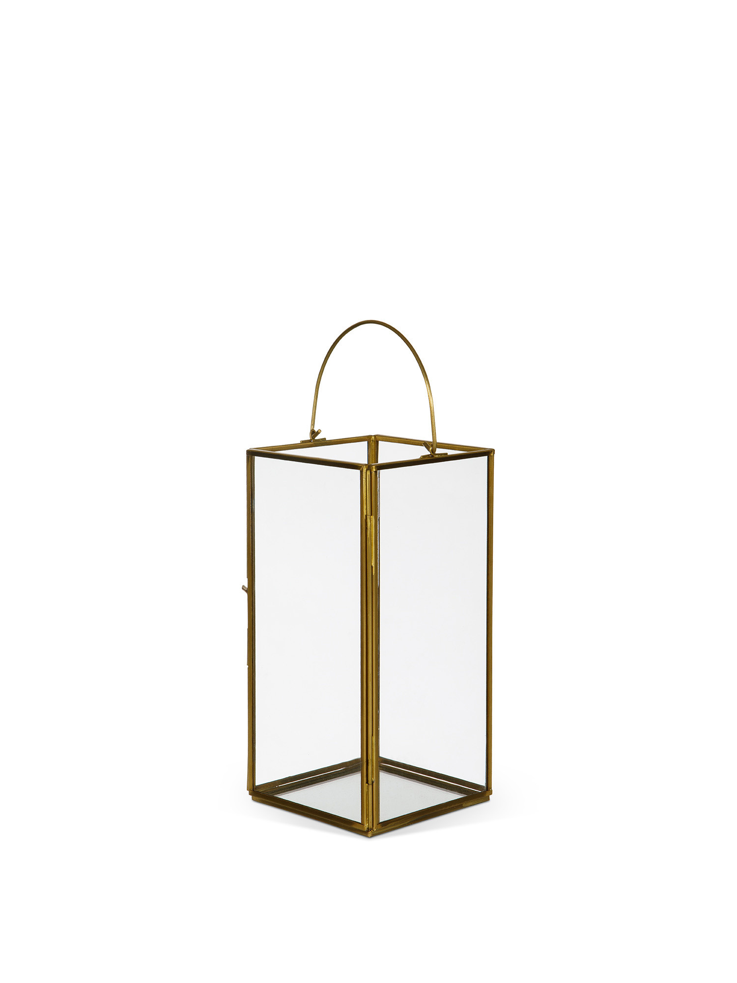 Lanterna in vetro con profili dorati, Giallo oro, large image number 0