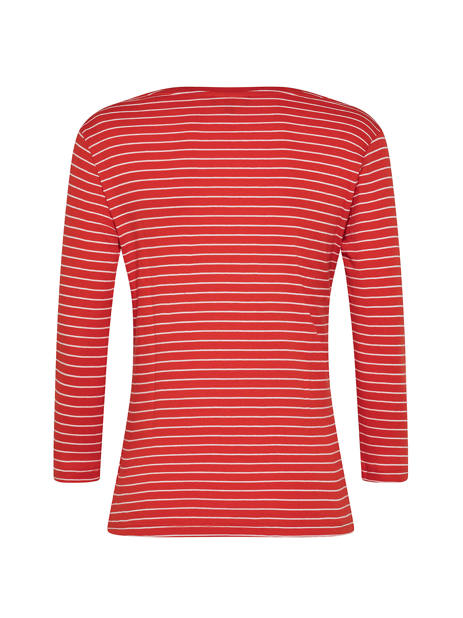Striped crewneck T-shirt with rhinestones, Red, large image number 1