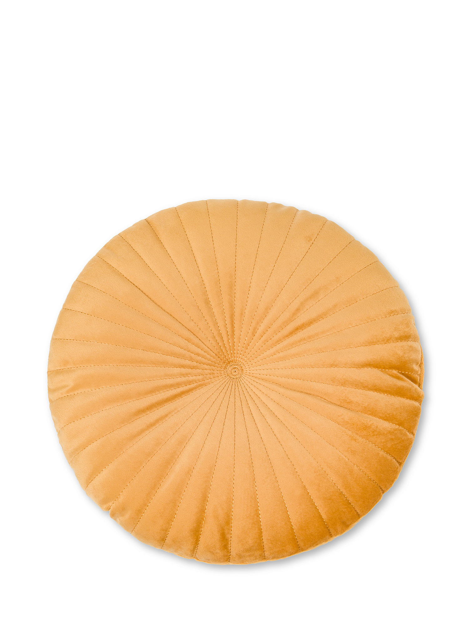 Round solid color velvet cushion, Ocra Yellow, large image number 0