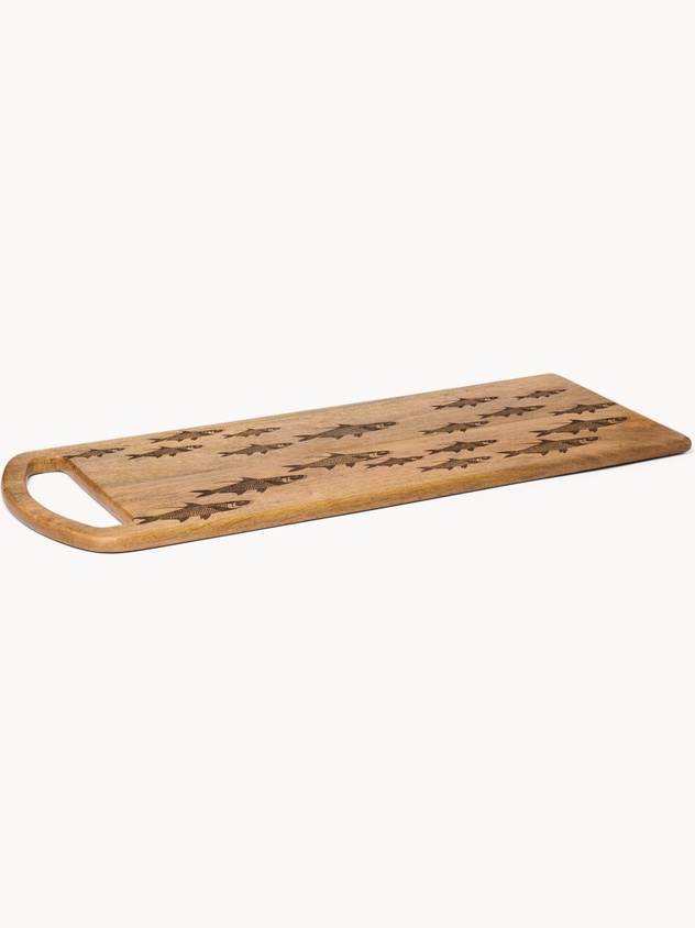 Tagliere in legno di mango motivo pesci