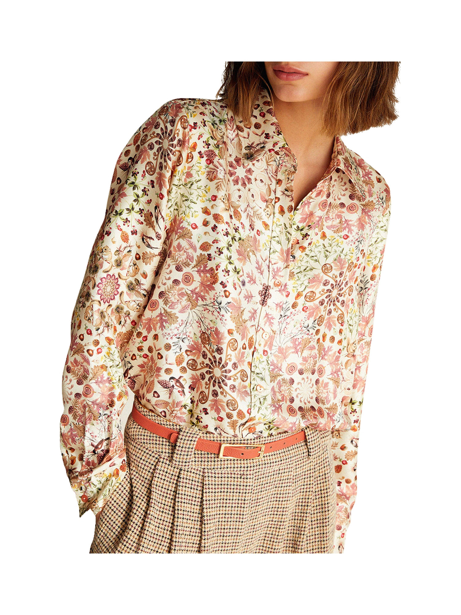 Camicia con stampa in twill di seta, Pink, large image number 4