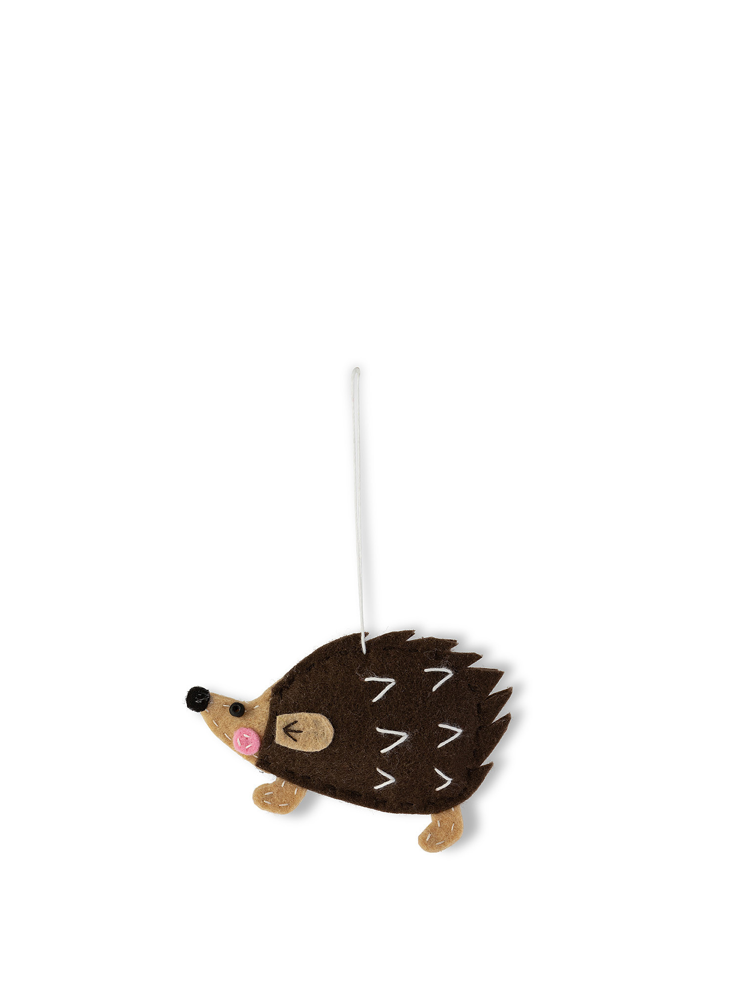 Tree decoration in felt in the shape of a hedgehog, Brown, large image number 0