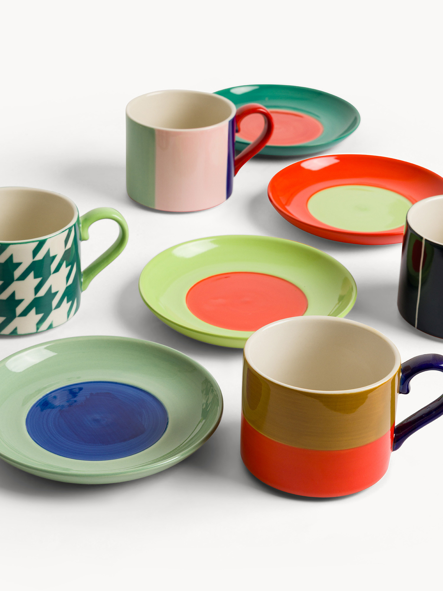 Tazze tè in ceramica motivi astratti, Multicolor, large image number 1