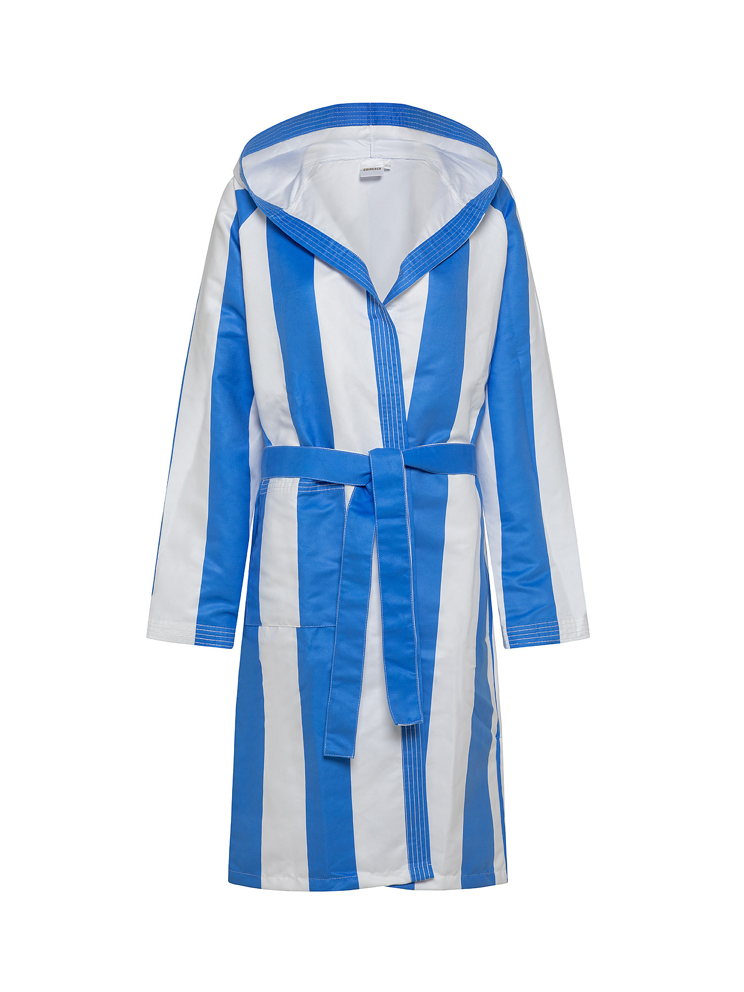 Striped microfiber bathrobe, Light Blue, large image number 0