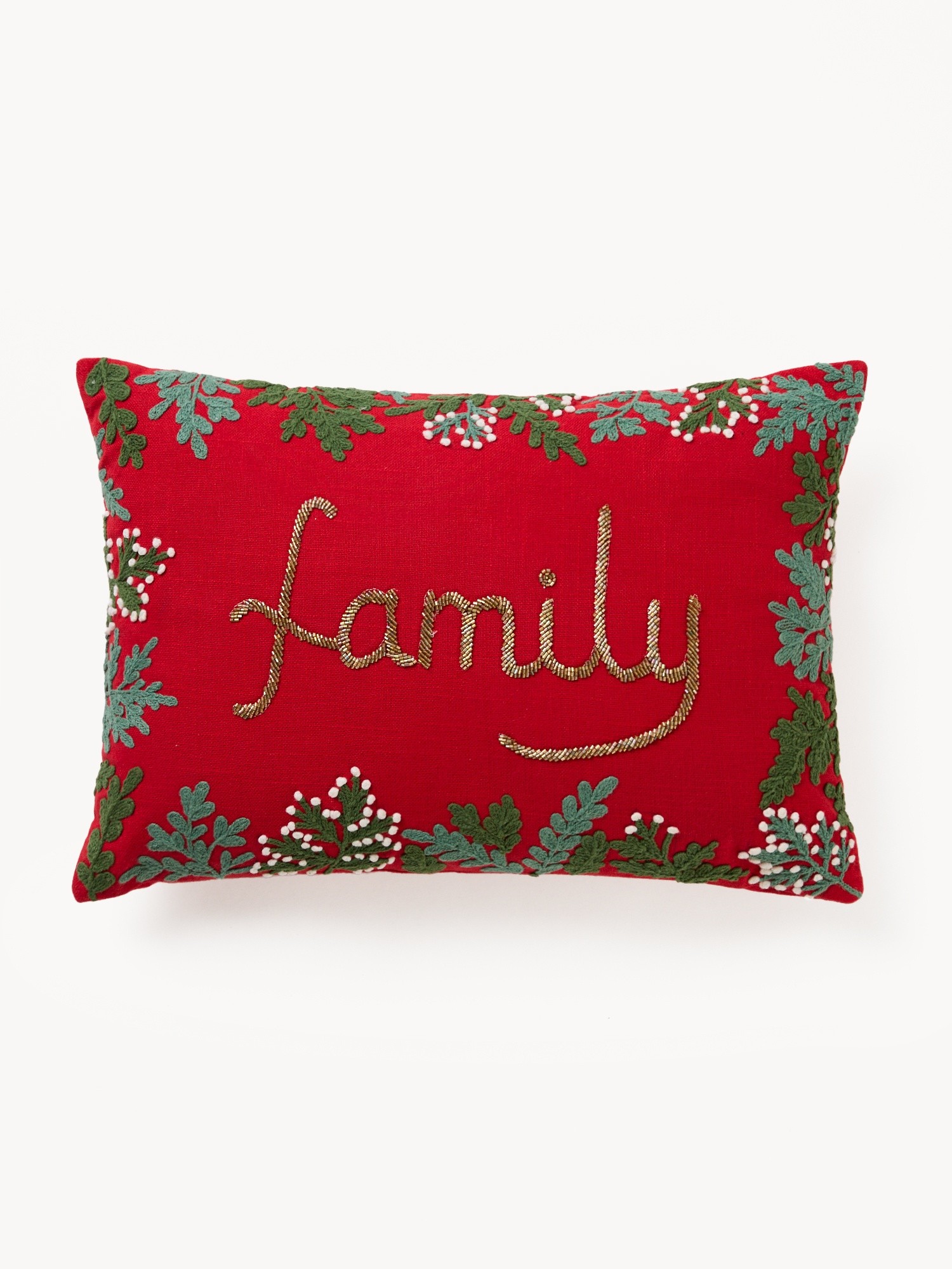 Bead-embroidered cushion 35x50cm, Red, large image number 0
