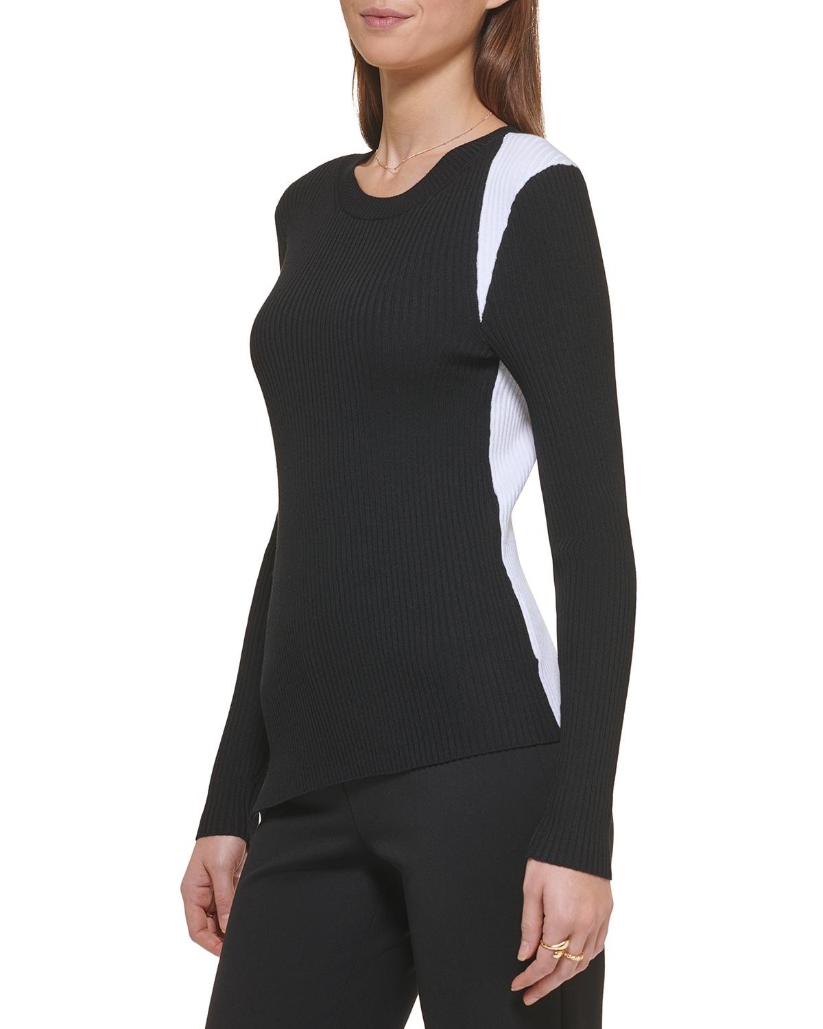 DKNY - Color block crewneck sweater, Black, large image number 2