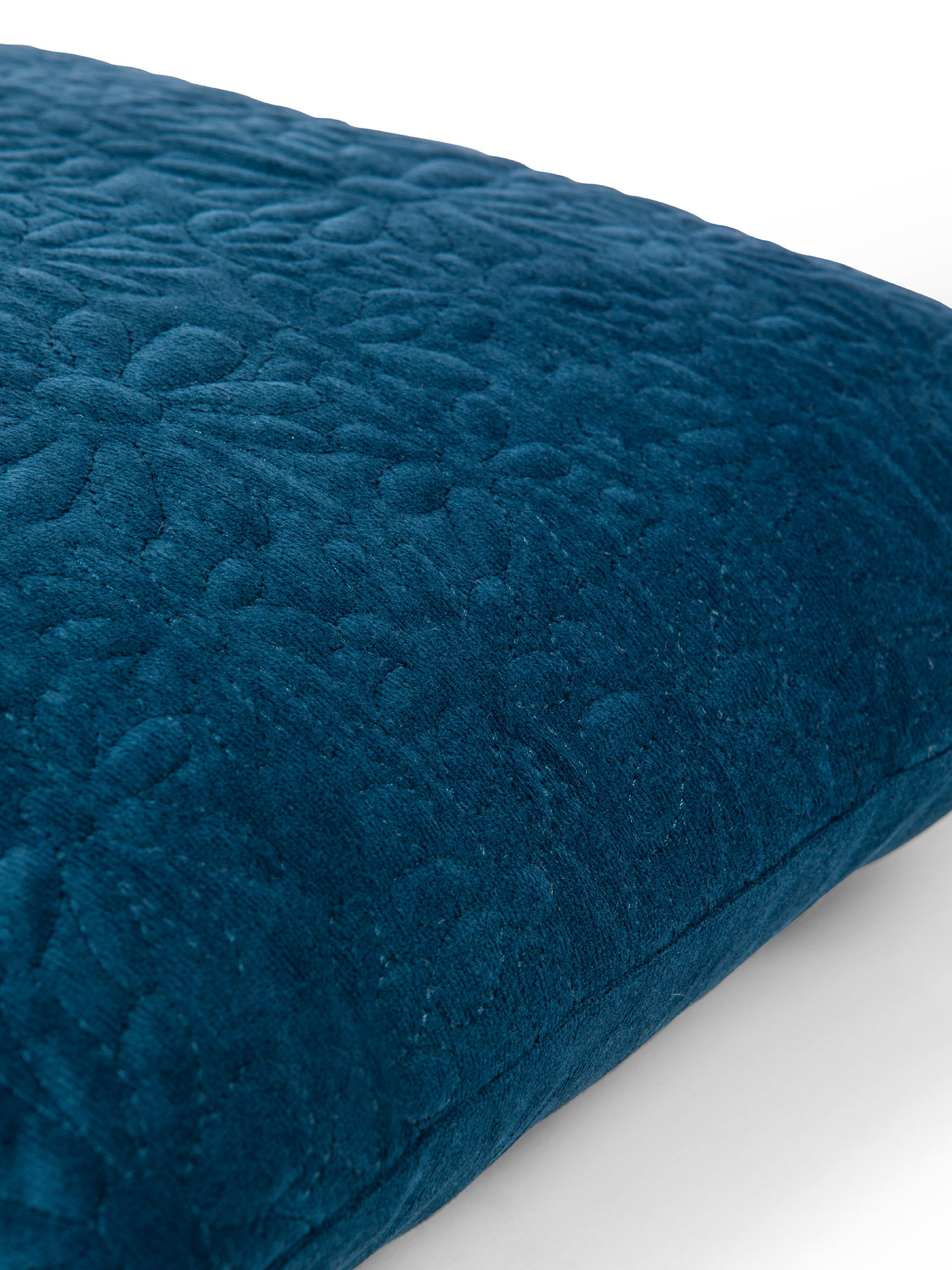 Solid color quilt velvet cushion 45X45cm, Blue, large image number 2