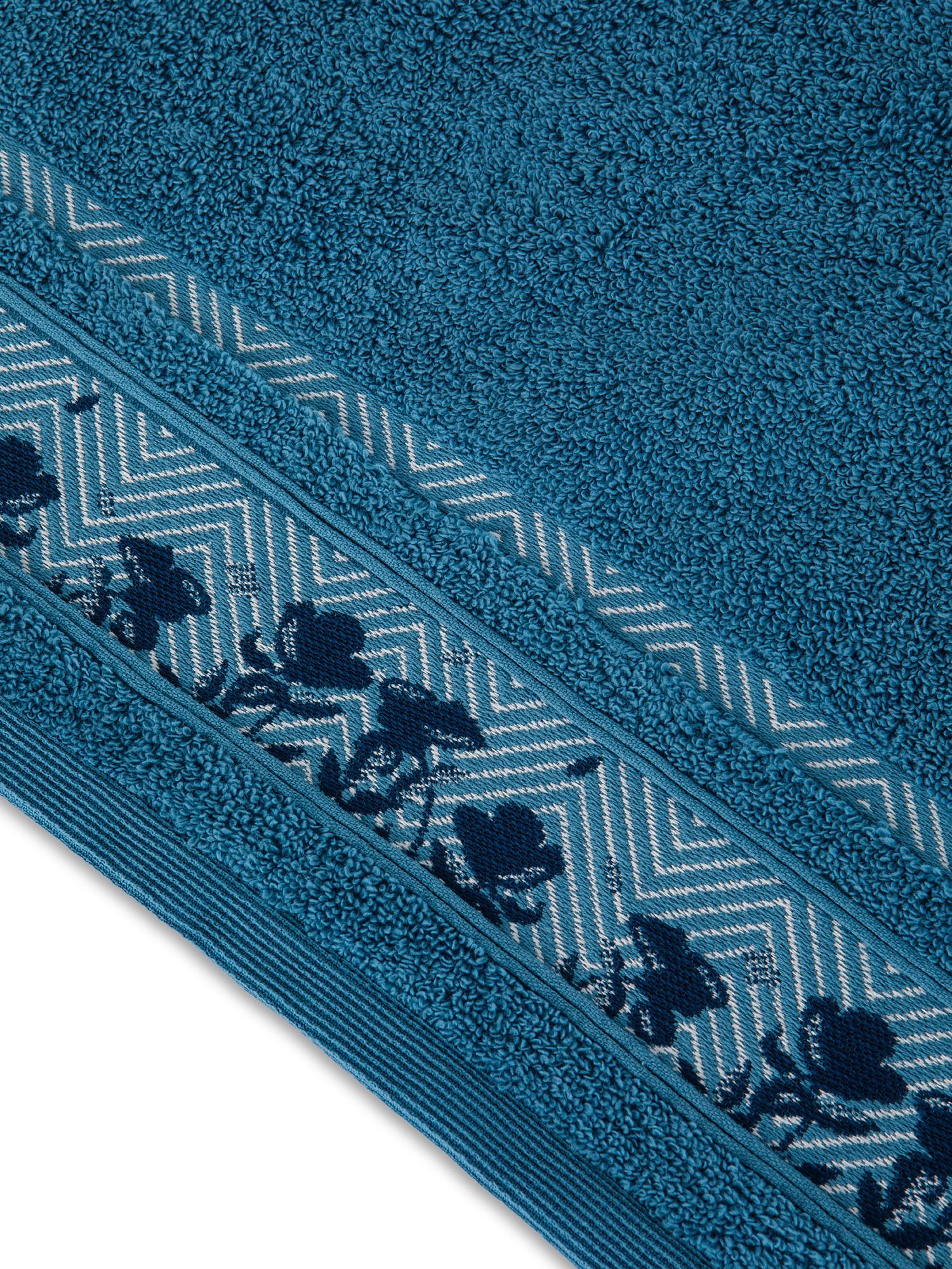 Set 2 asciugamani spugna di cotone bordo floreale, Blu, large image number 2