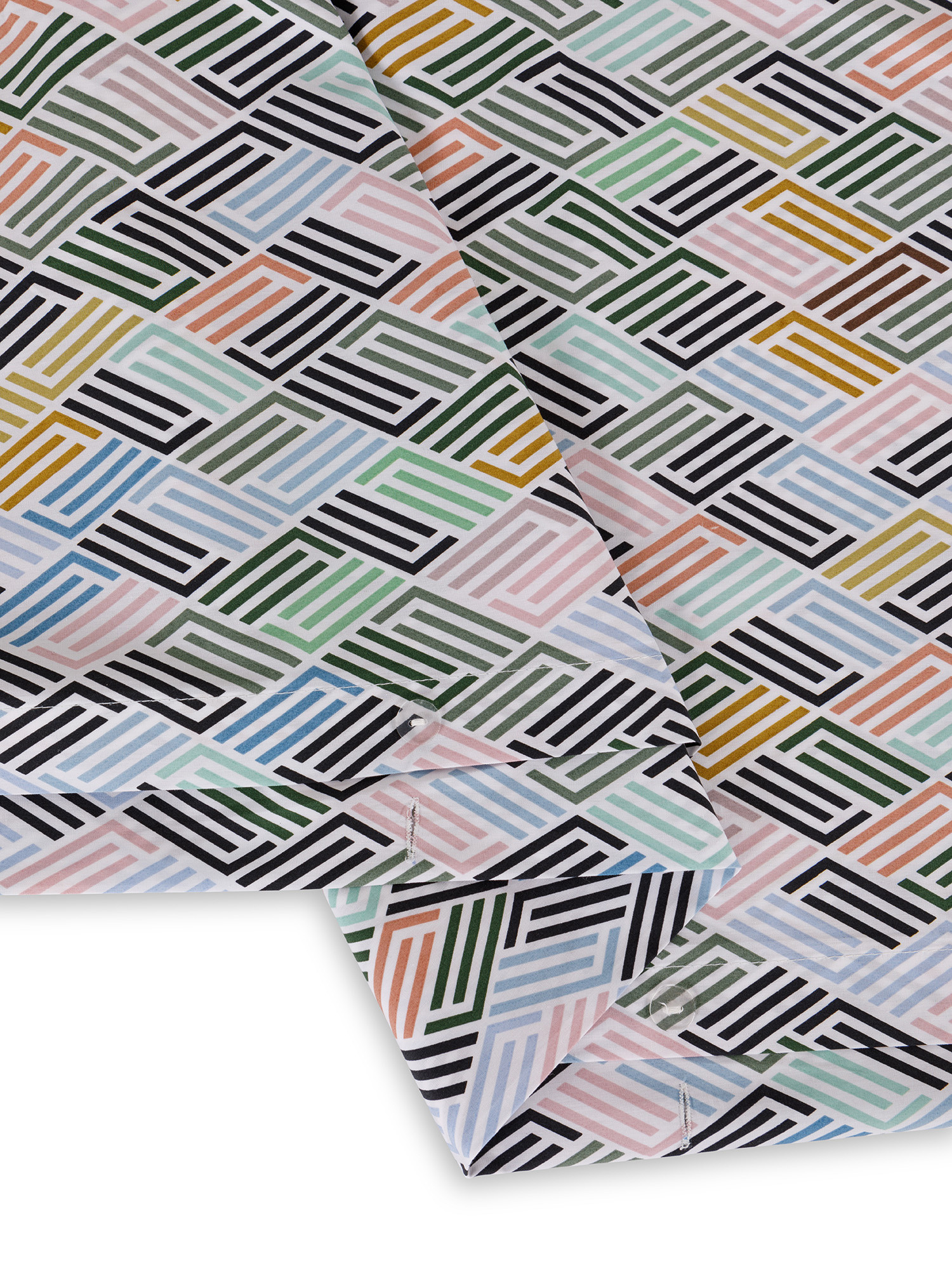 Sacco copripiumino cotone percalle stampa geometrica, Multicolor, large image number 2