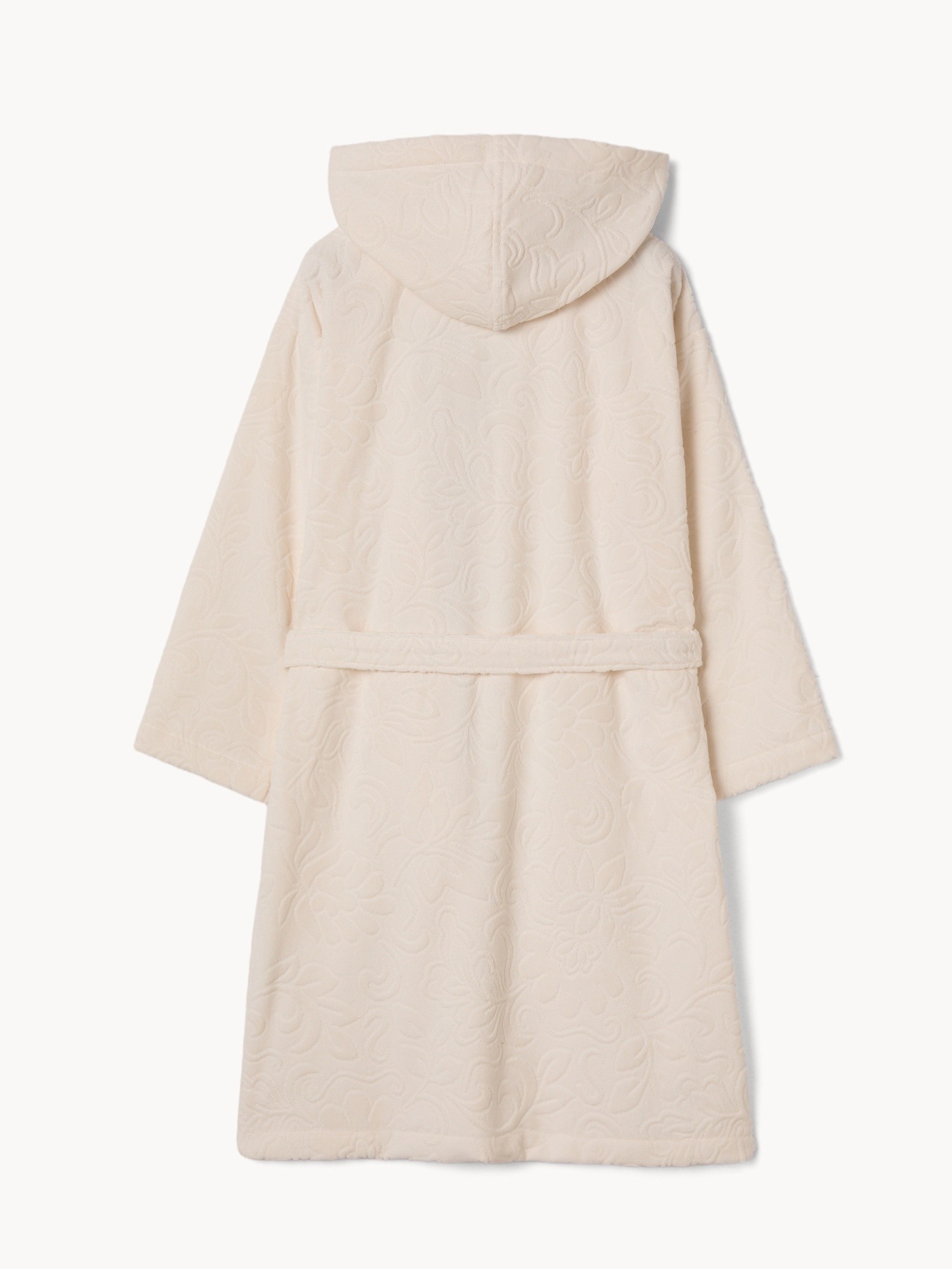 Accappatoio con fantasia floreale in puro cotone velour - Prezzo di lancio, Bianco, large image number 1