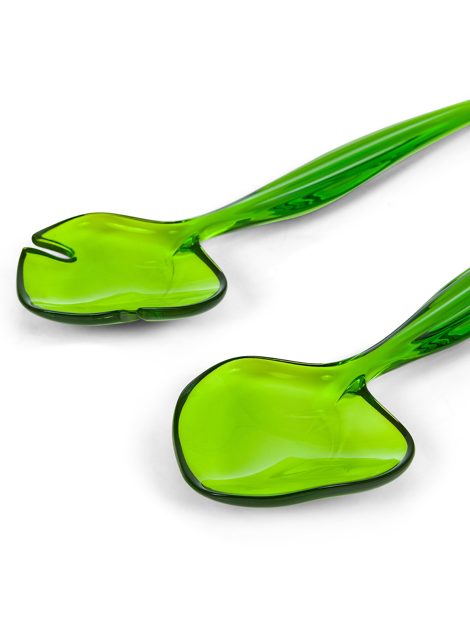 Set posate insalata in plastica verde Leaf, Verde, large image number 1