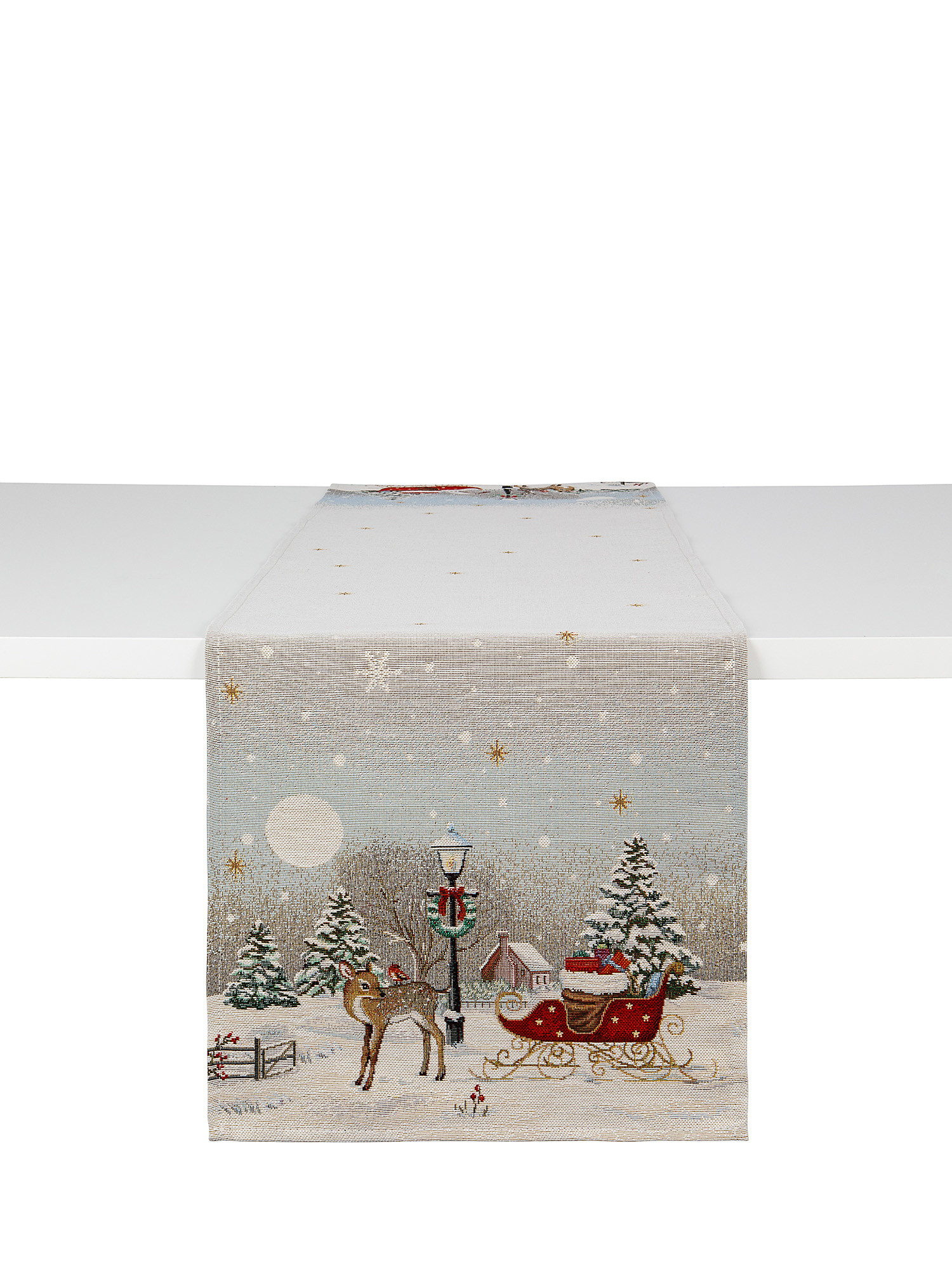 Gobelin fabric table runner with reindeer motif, Multicolor, large image number 0