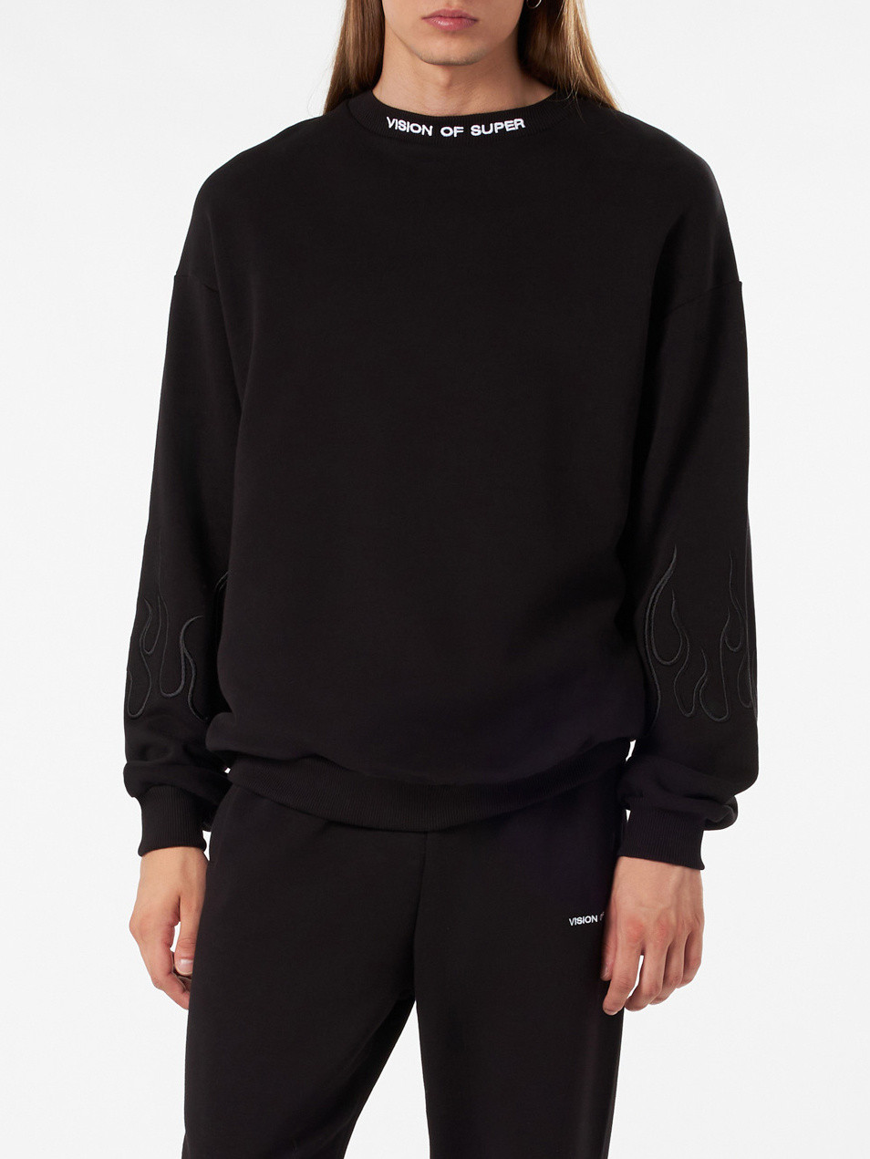 Vision of Super - Sweatshirt with embroidered flames, Black, large image number 2