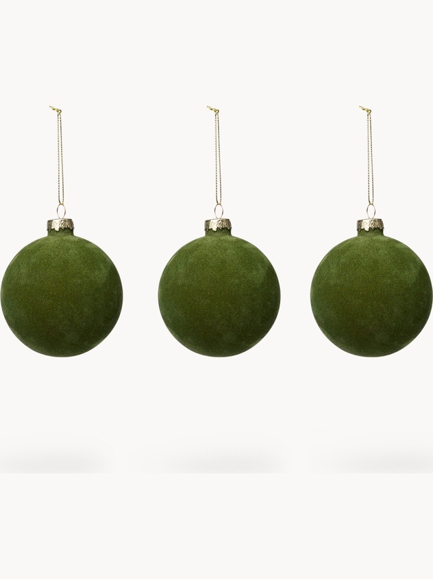 Set di 3 palline in vetro per albero effetto velluto