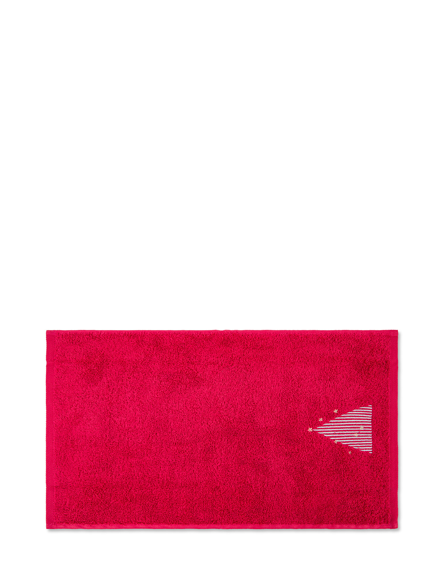 Set 2 asciugamani cotone ricamo alberi di Natale, Rosso, large image number 2