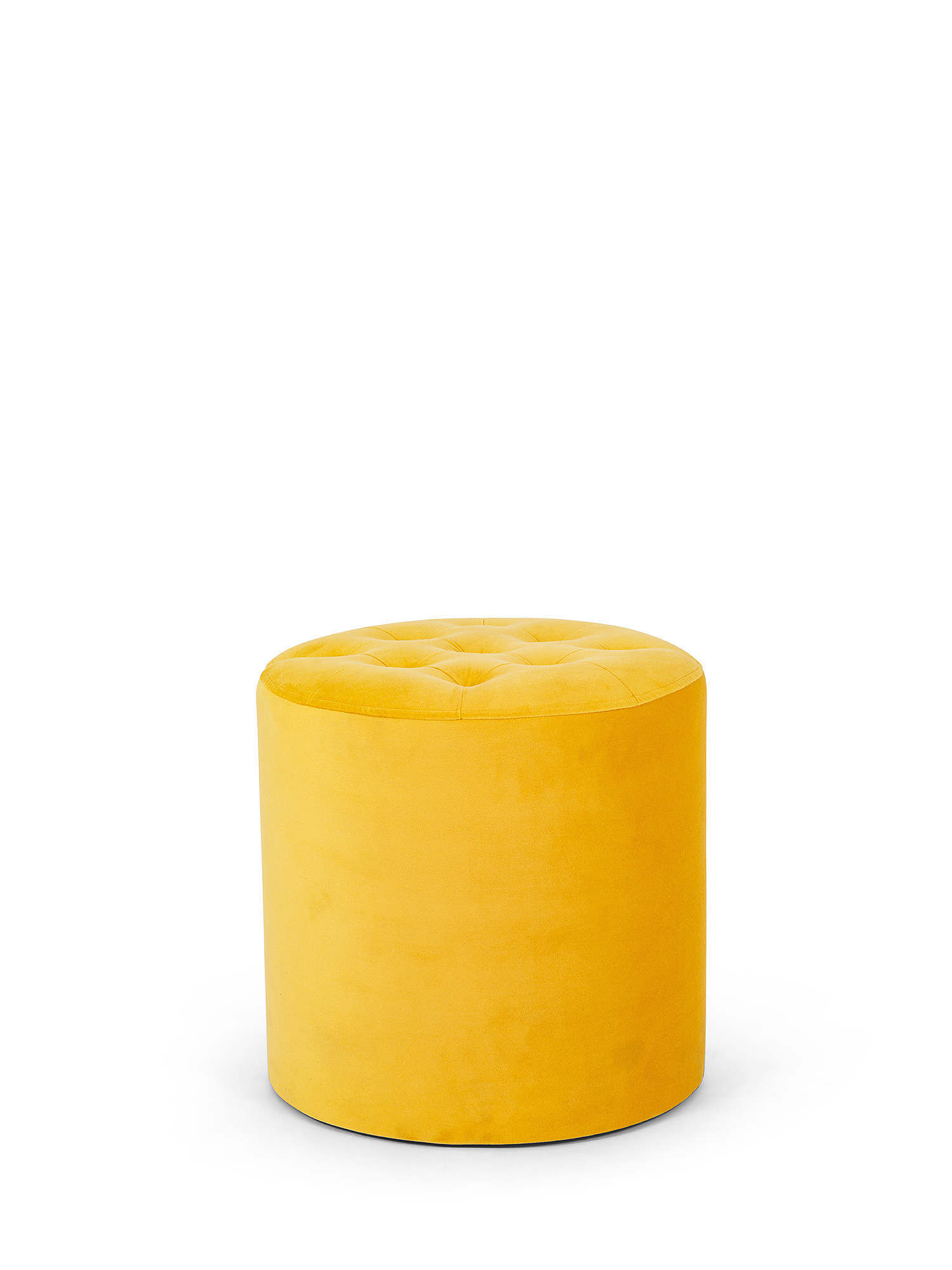 Solid color silk-effect velvet pouf, Yellow, large image number 0