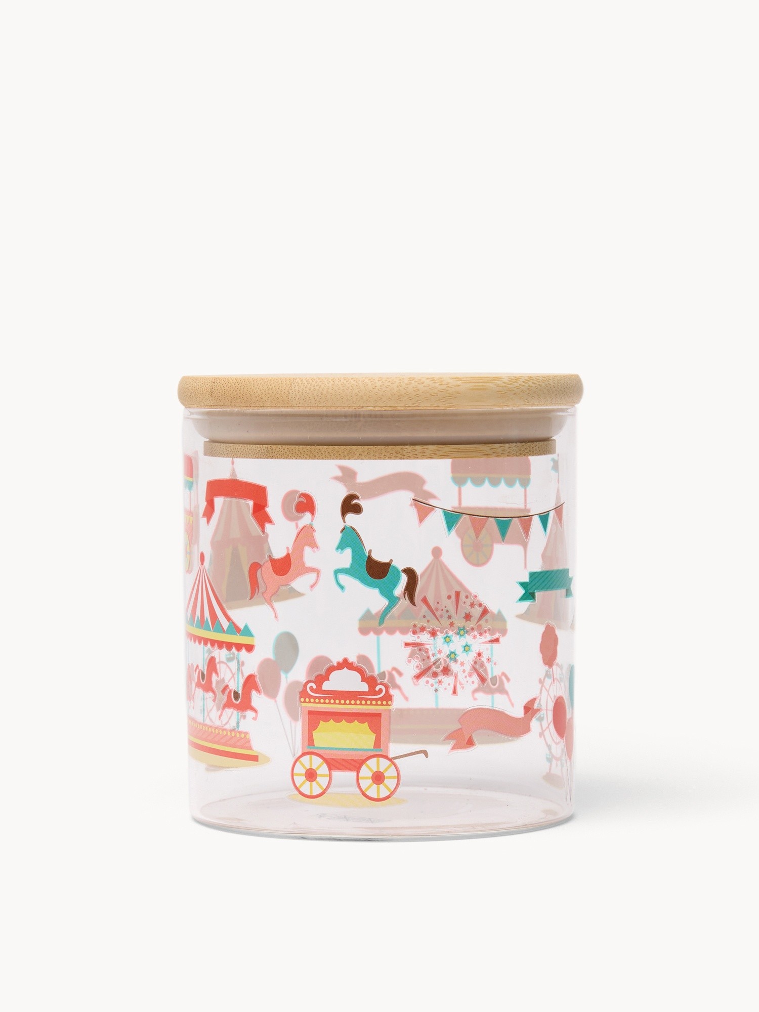 Borosilicate glass jar with bamboo lid - Introductory price, Bianco/Rosso, large image number 0