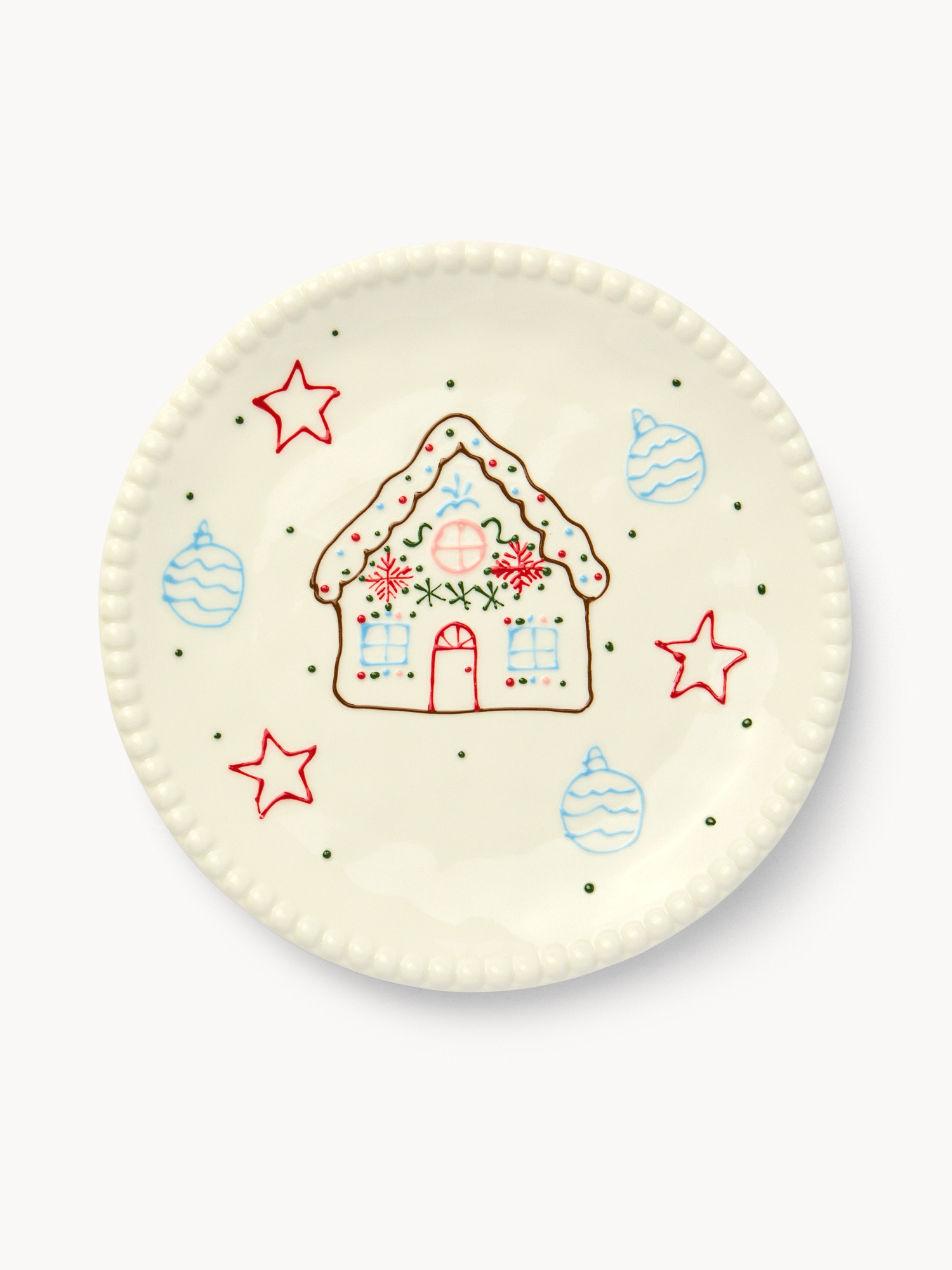 Porcelain Christmas village-shaped fruit plate, White, large image number 0