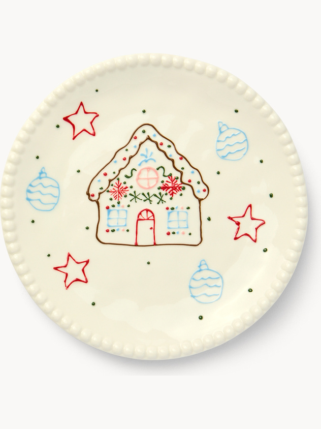 Porcelain Christmas village-shaped fruit plate