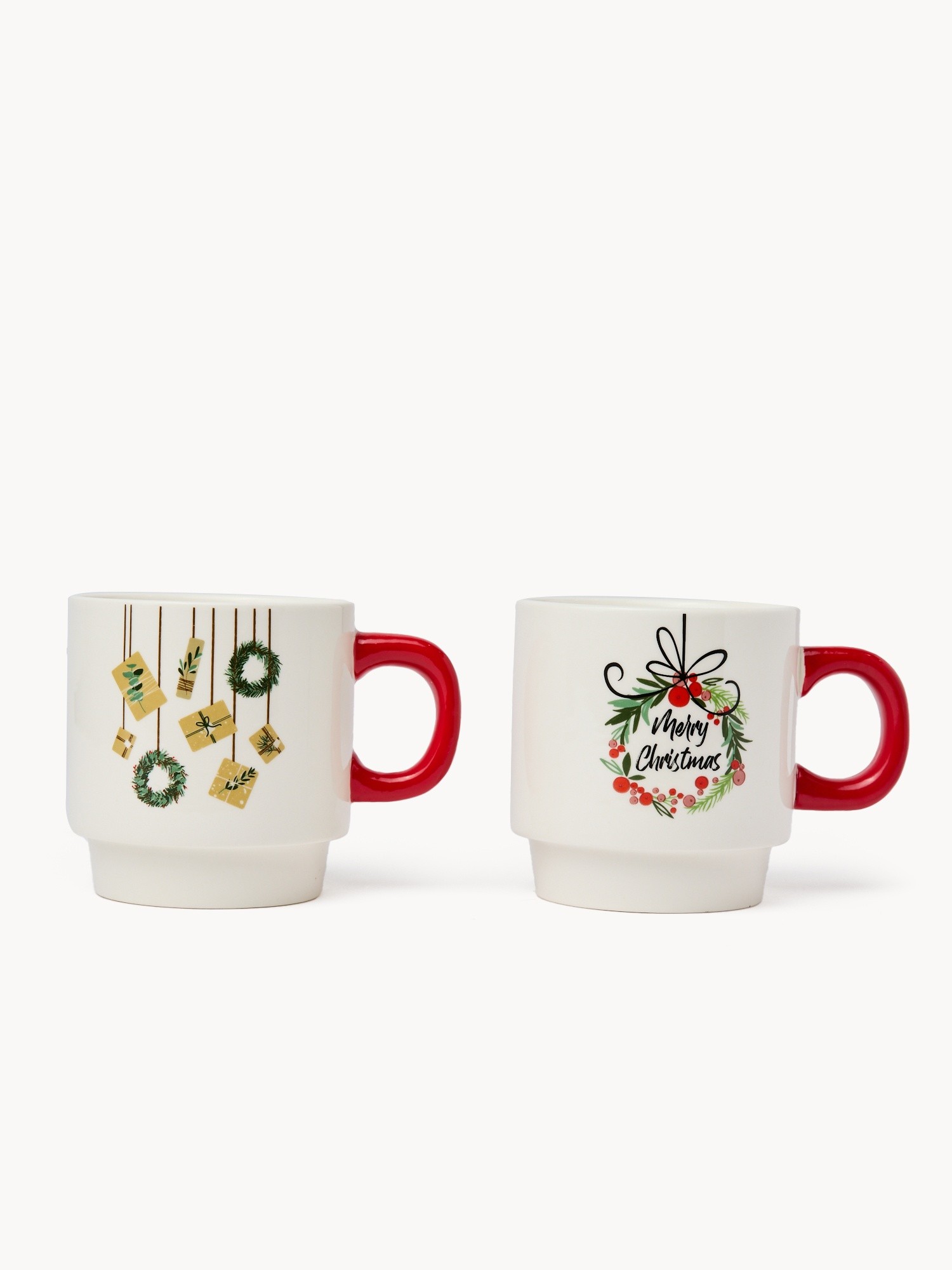 Stoneware mug with a Christmas motif, Bianco/Rosso, large image number 2