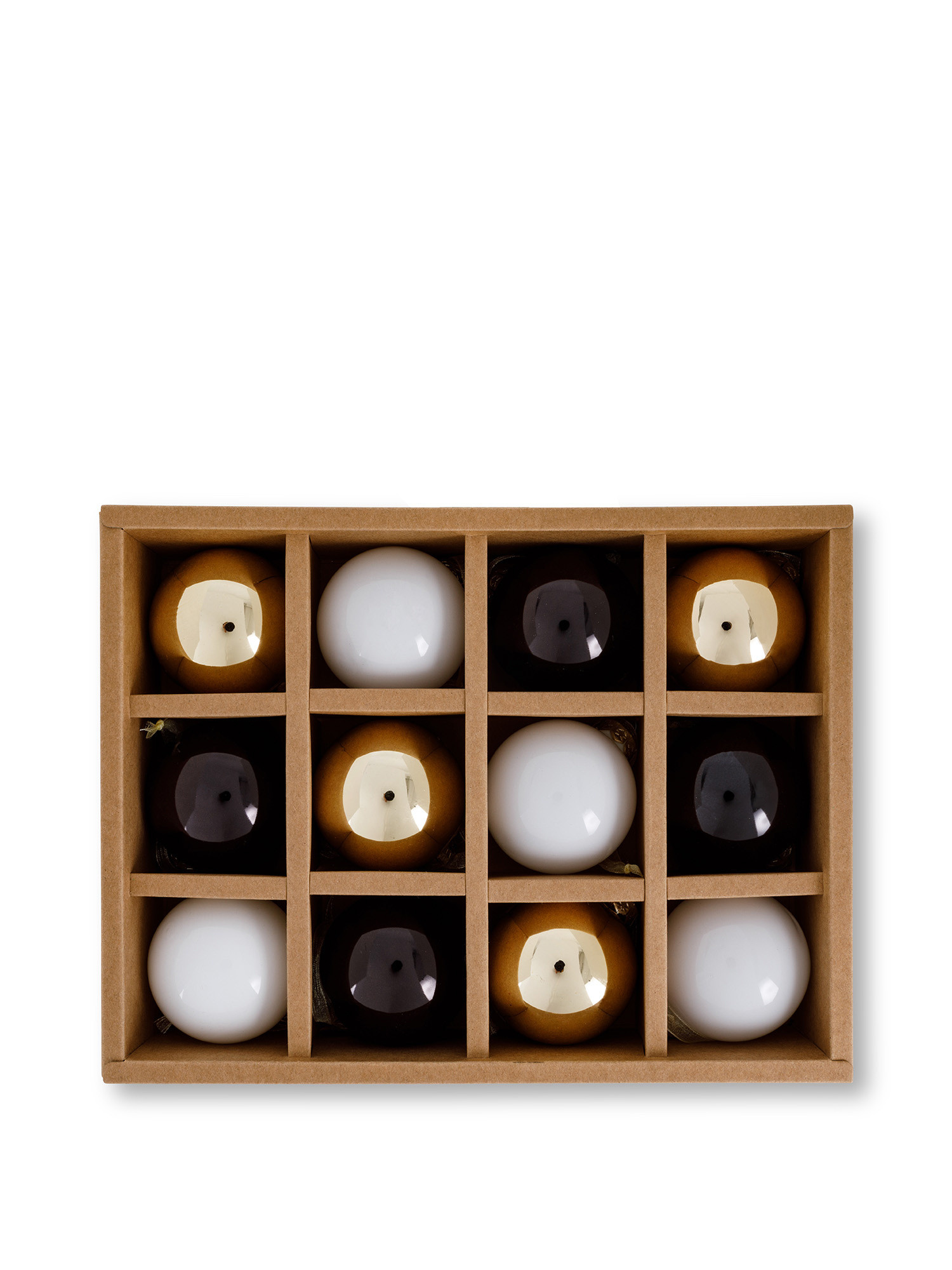 Box of 12 glass balls, White, large image number 0