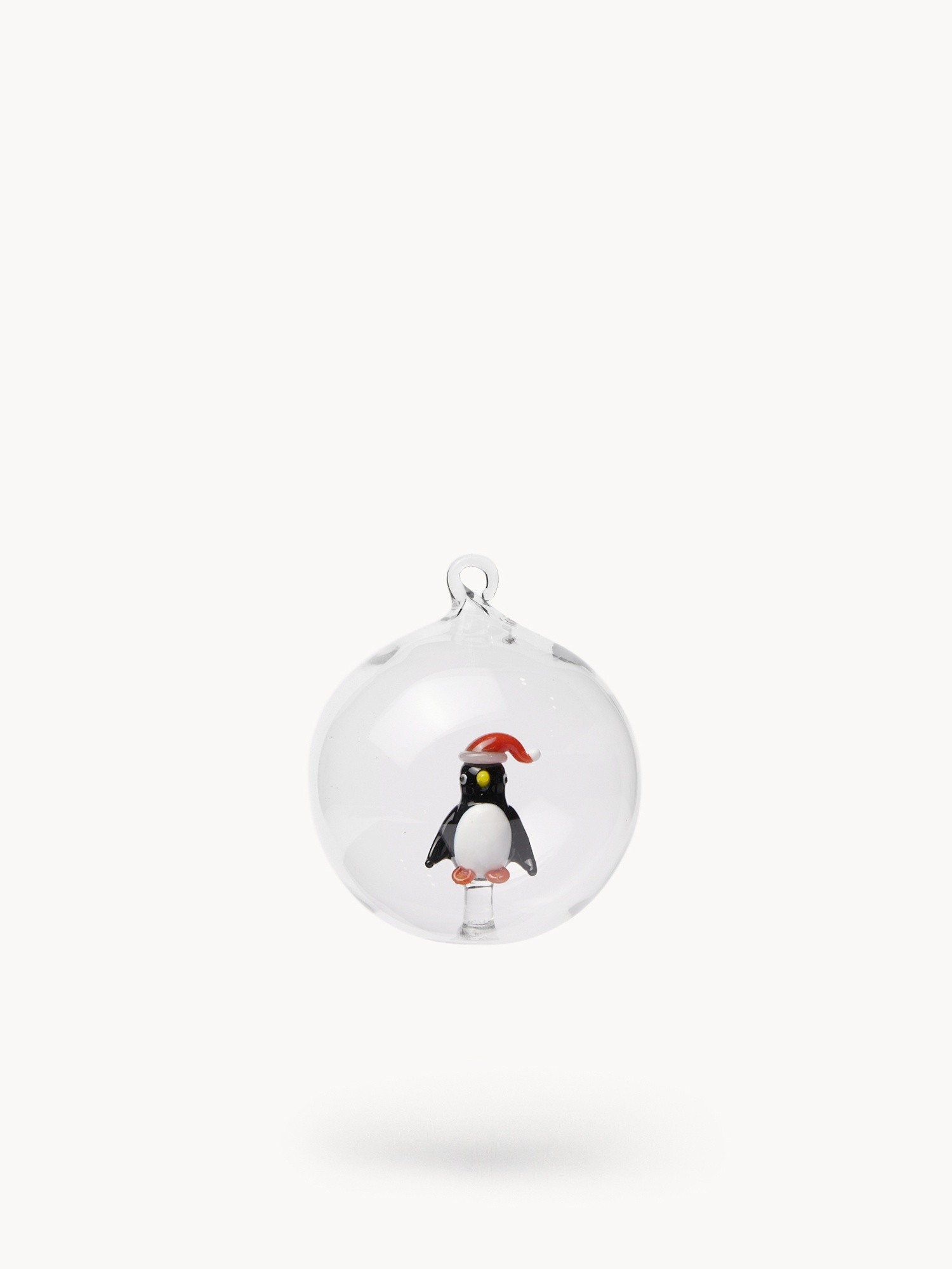Borosilicate glass bauble with hand-painted penguin detail, Black, large image number 0