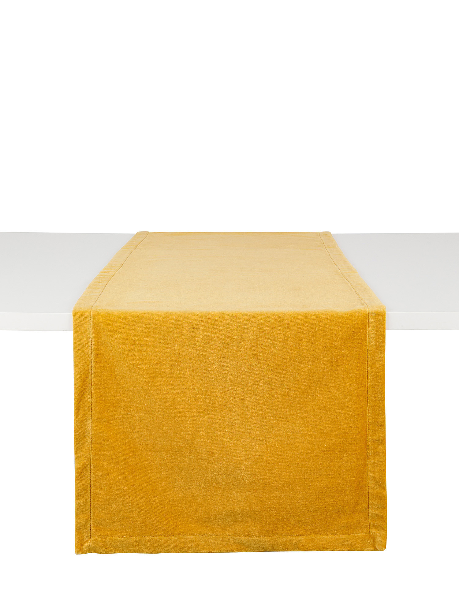 Solid color cotton velvet table runner, Yellow, large image number 0