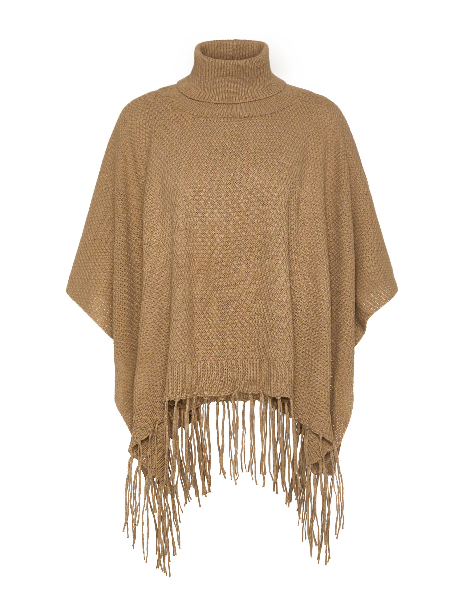 Koan - Knitted poncho, Camel, large image number 0