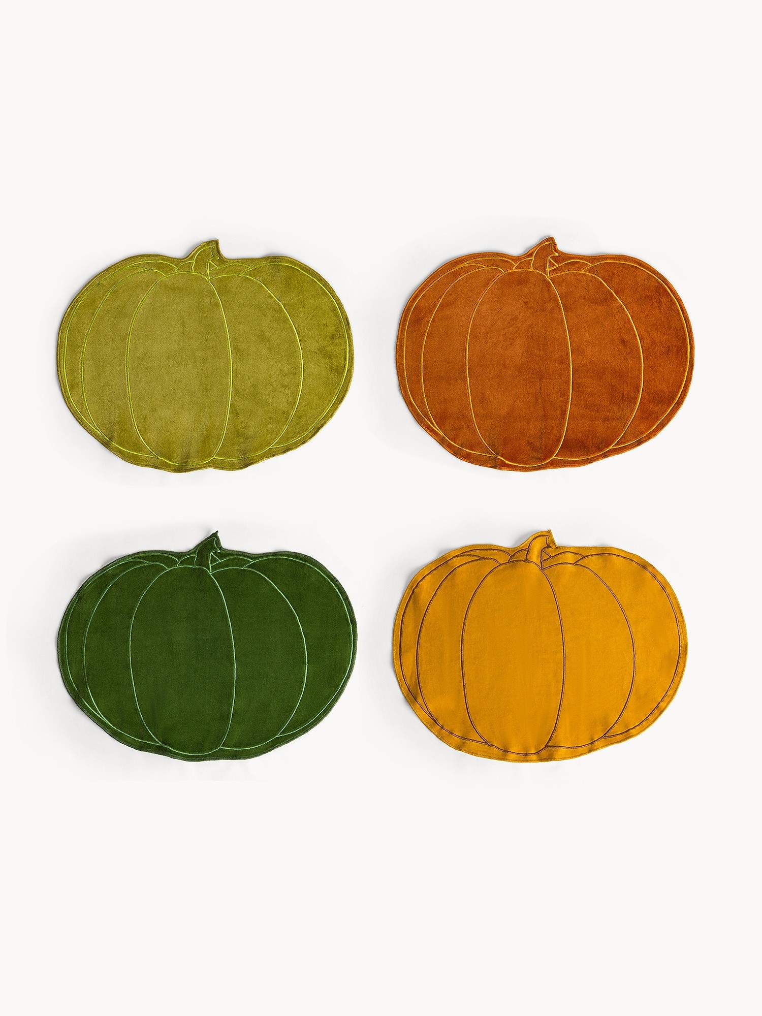 Pumpkin-shaped cotton velvet placemat, Multicolor, large image number 0