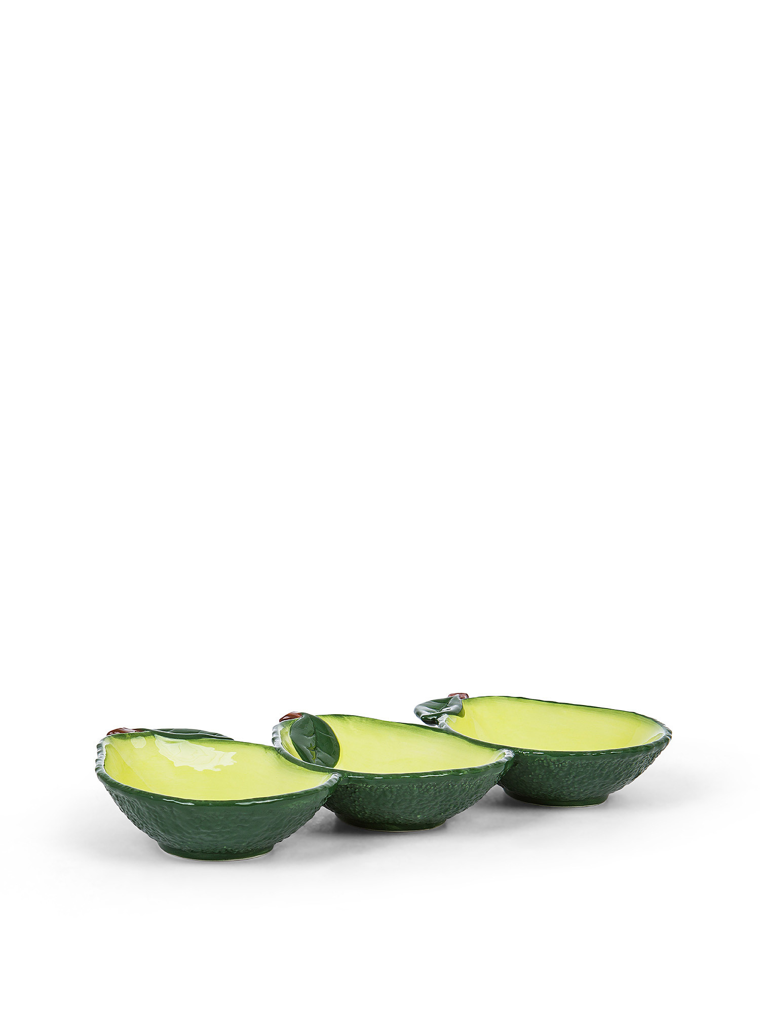 Avocado 3-place ceramic hors d'oeuvre dish, Green, large image number 0