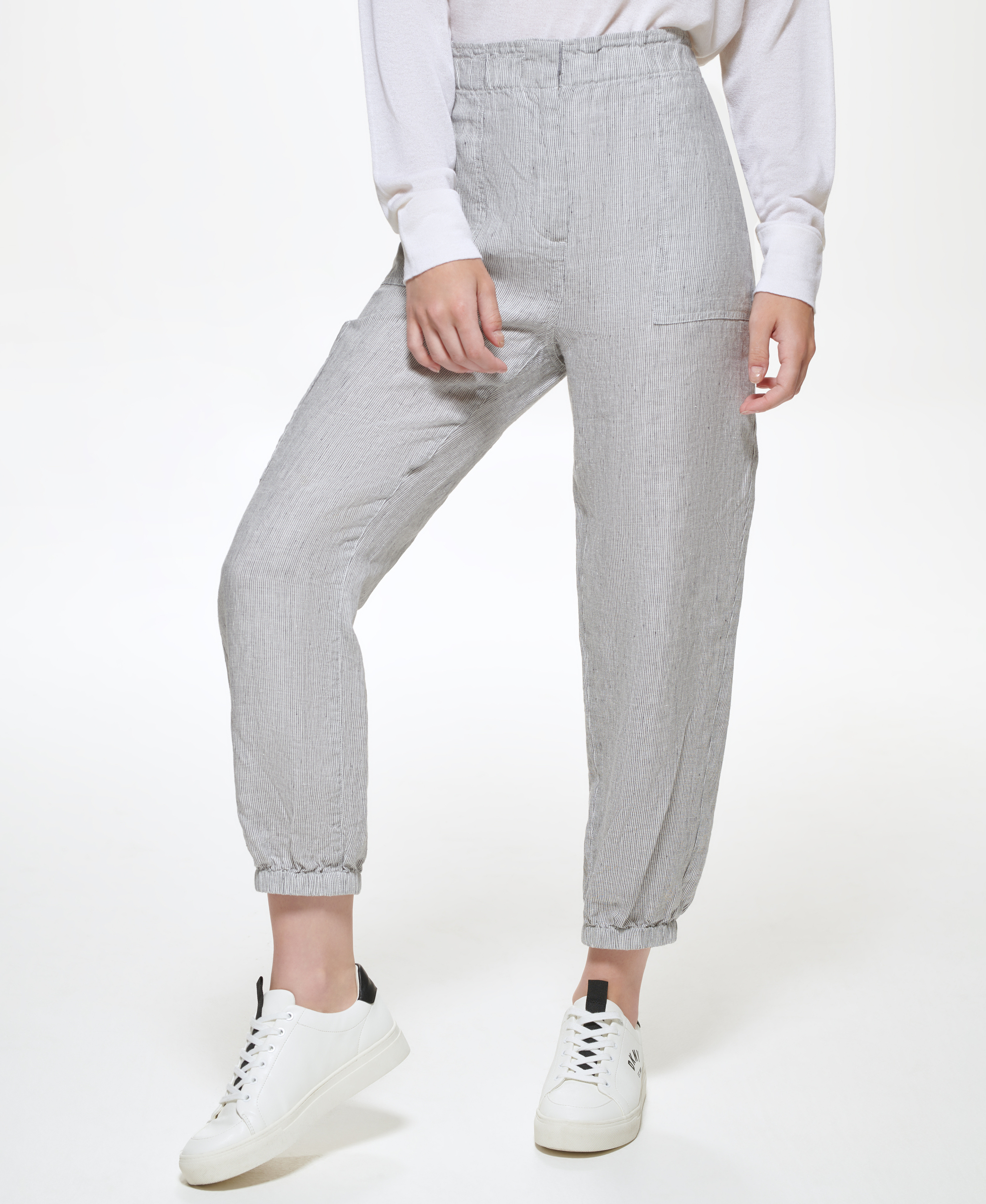 Striped jogger trousers, Grey, large image number 4