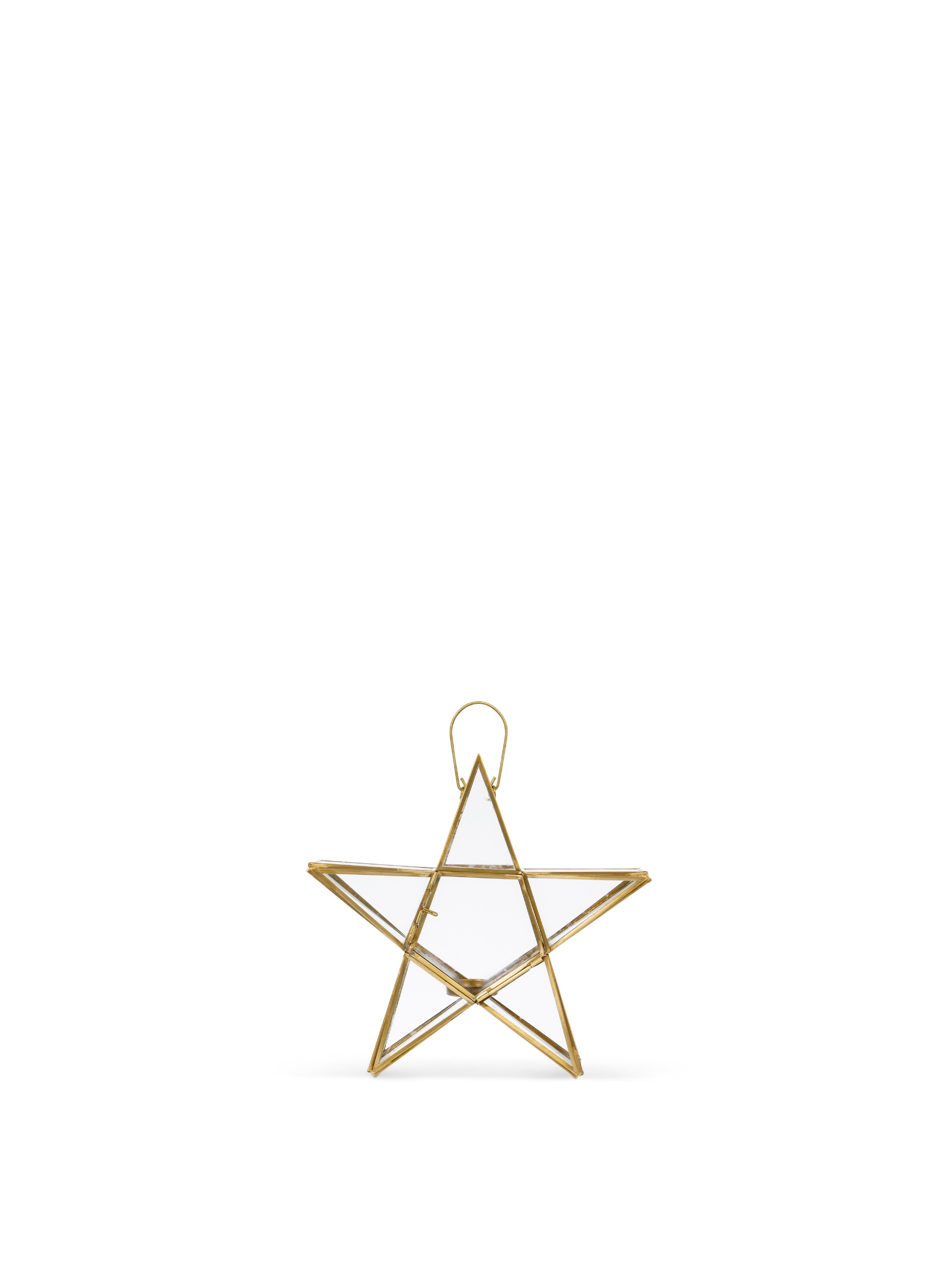 Glass hanging star lantern, Gold, large image number 0