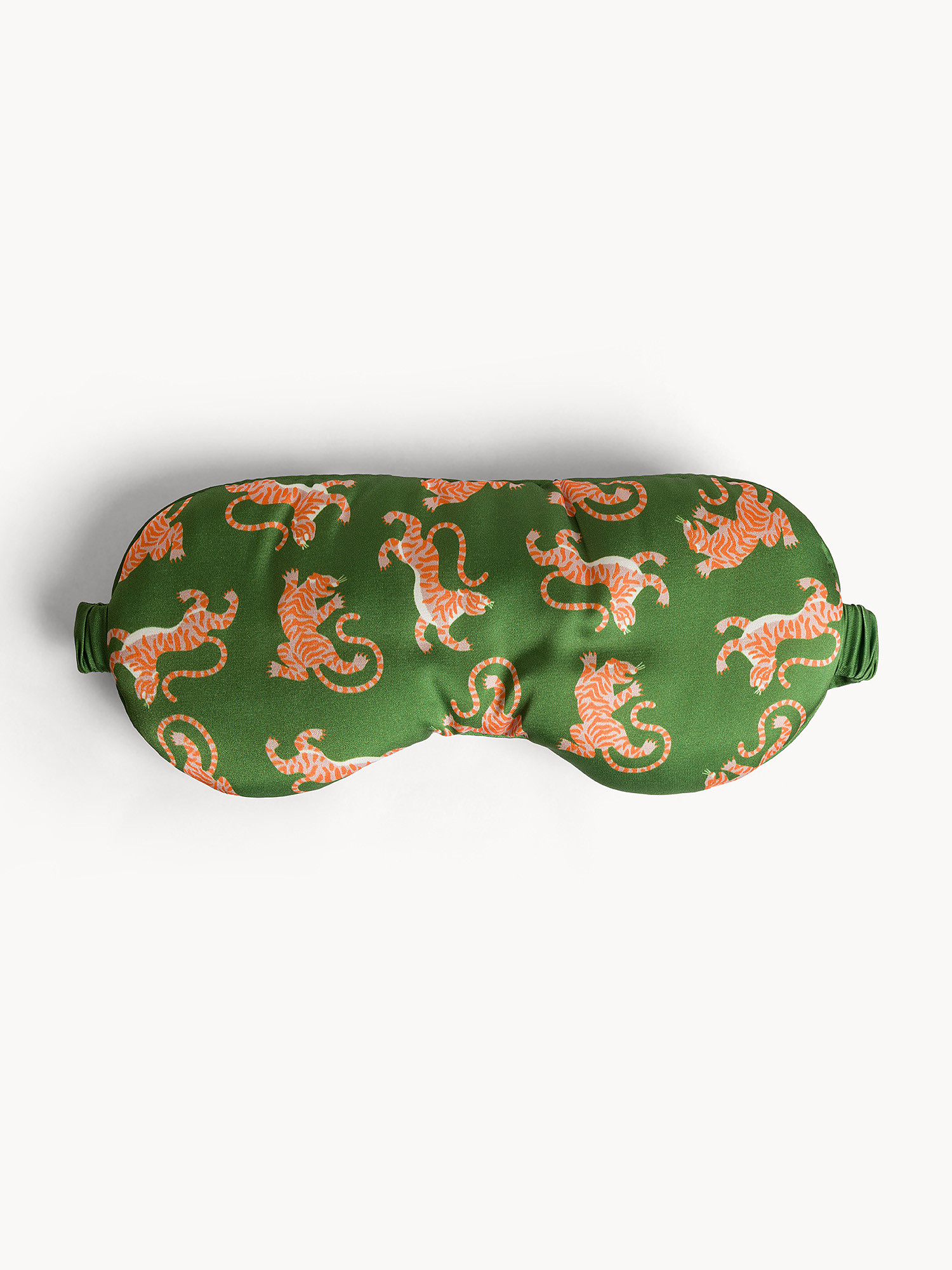 Silk fabric sleep mask with print, Green, large image number 0