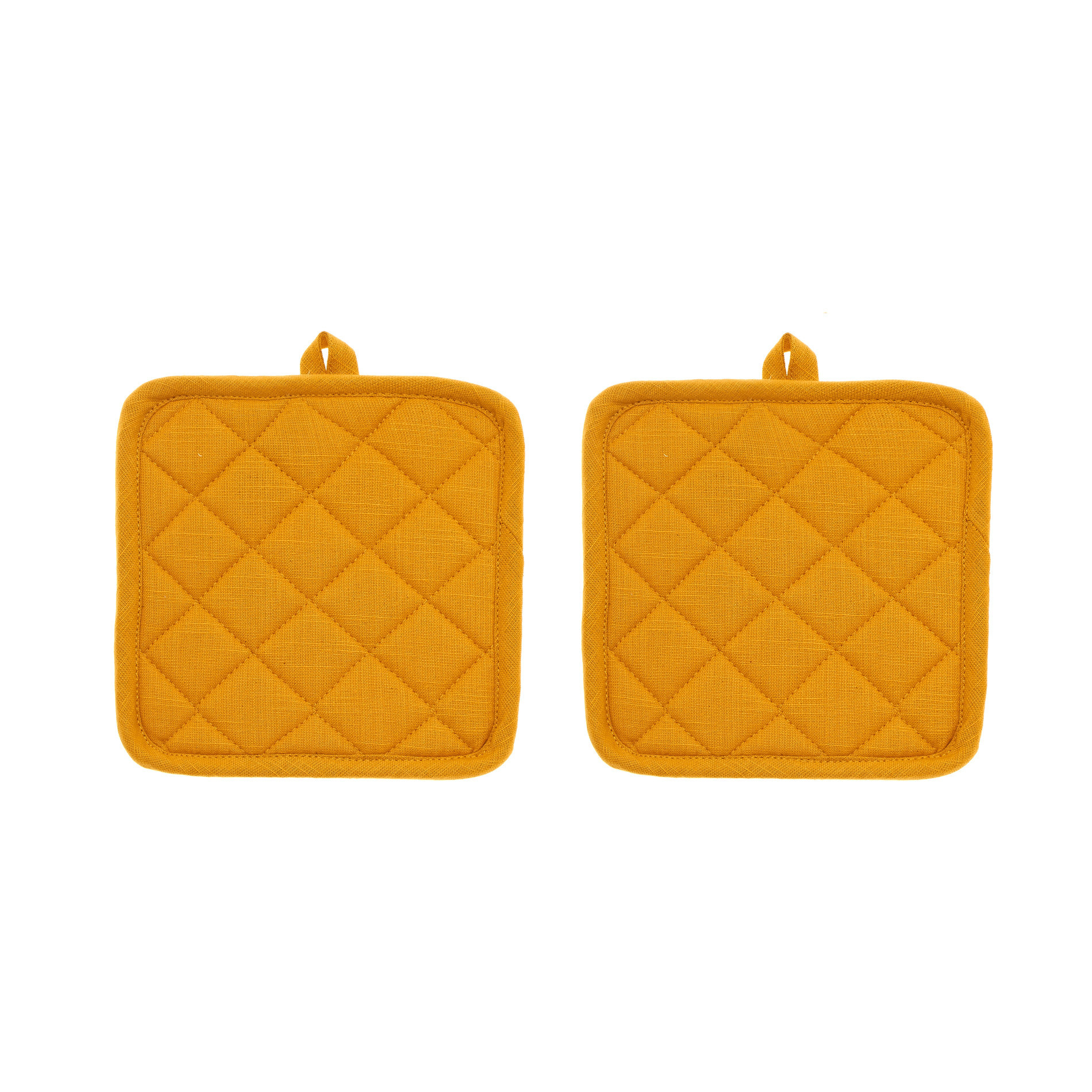 Set due presine m&egrave;lange a trama fiammata, Giallo Ocra, large image number 0