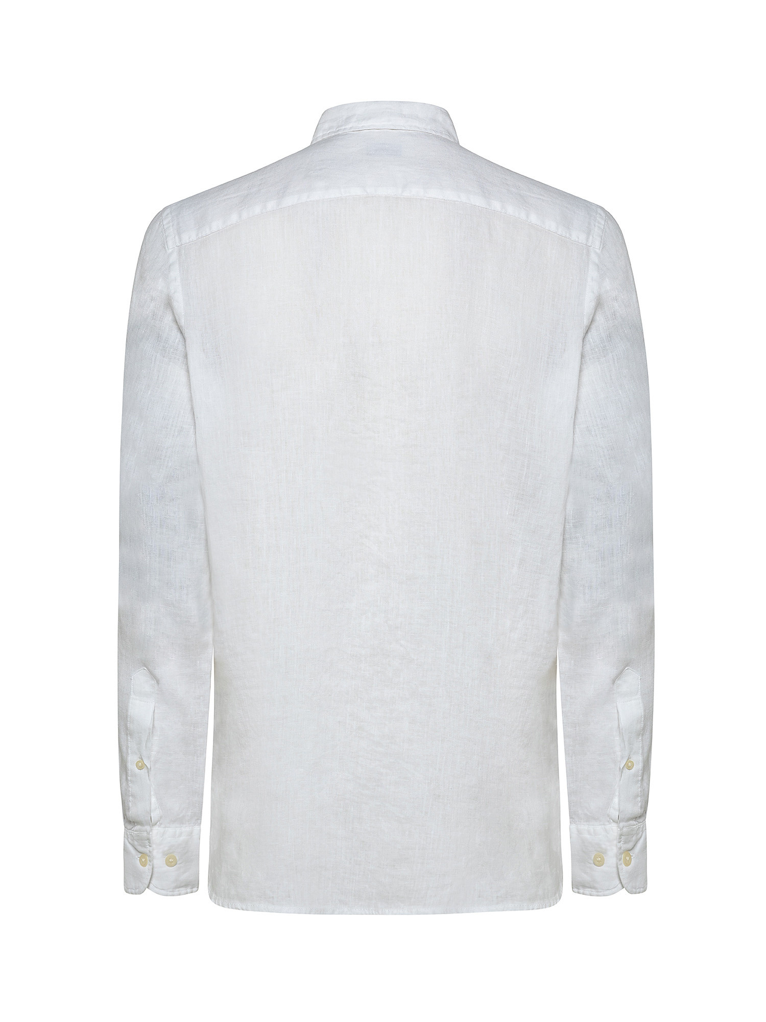 Camicia puro lino collo francese, Bianco, large