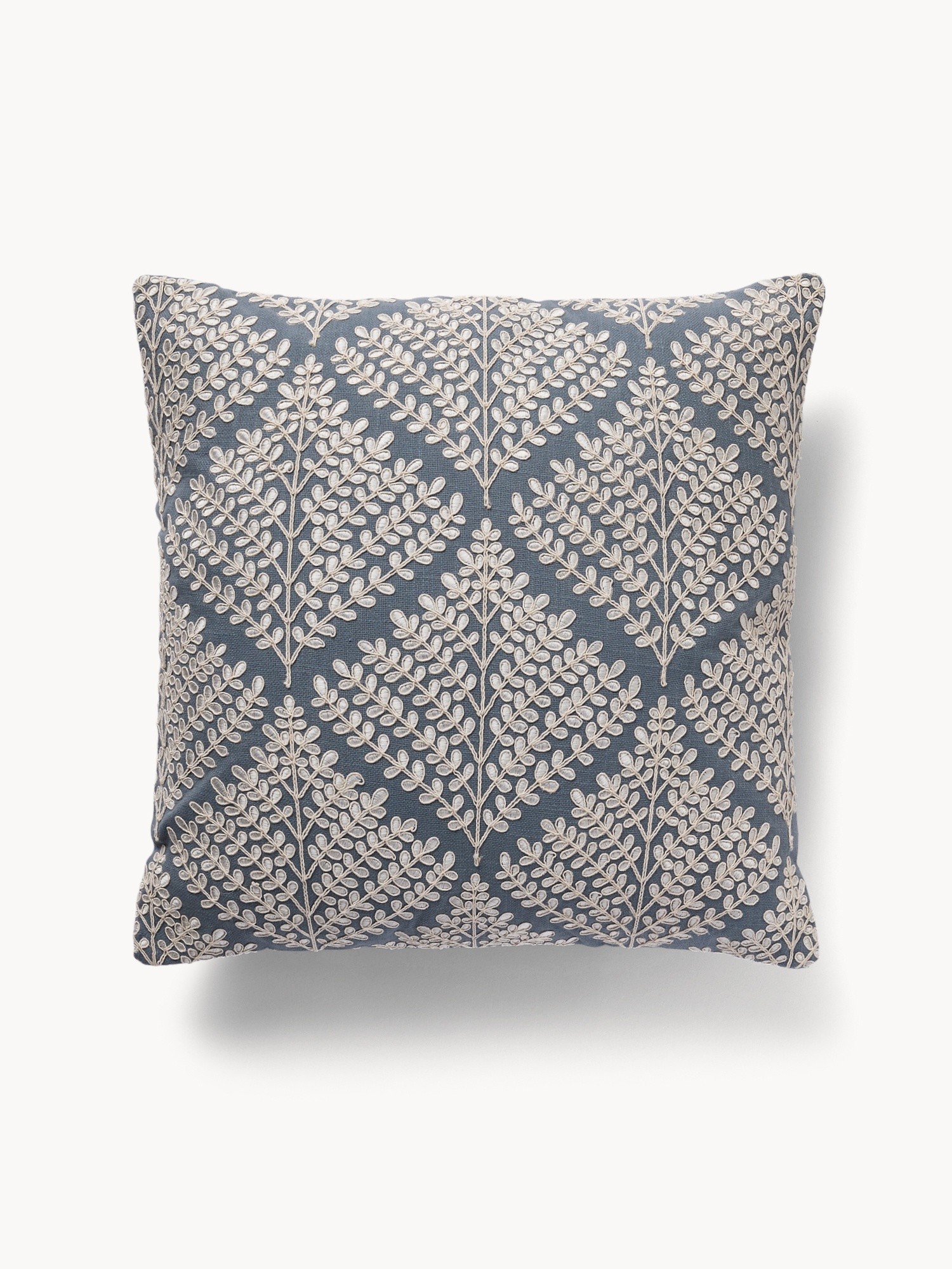 Golden floral embroidery cushion,45x45cm, Blue, large image number 1