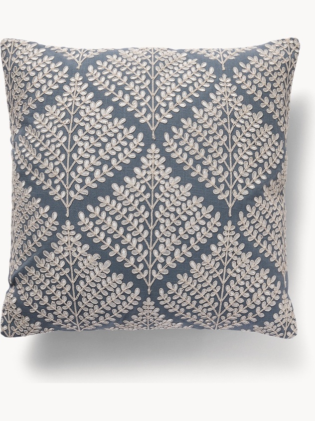 Cuscino con ricamo floreale dorato 45x45cm