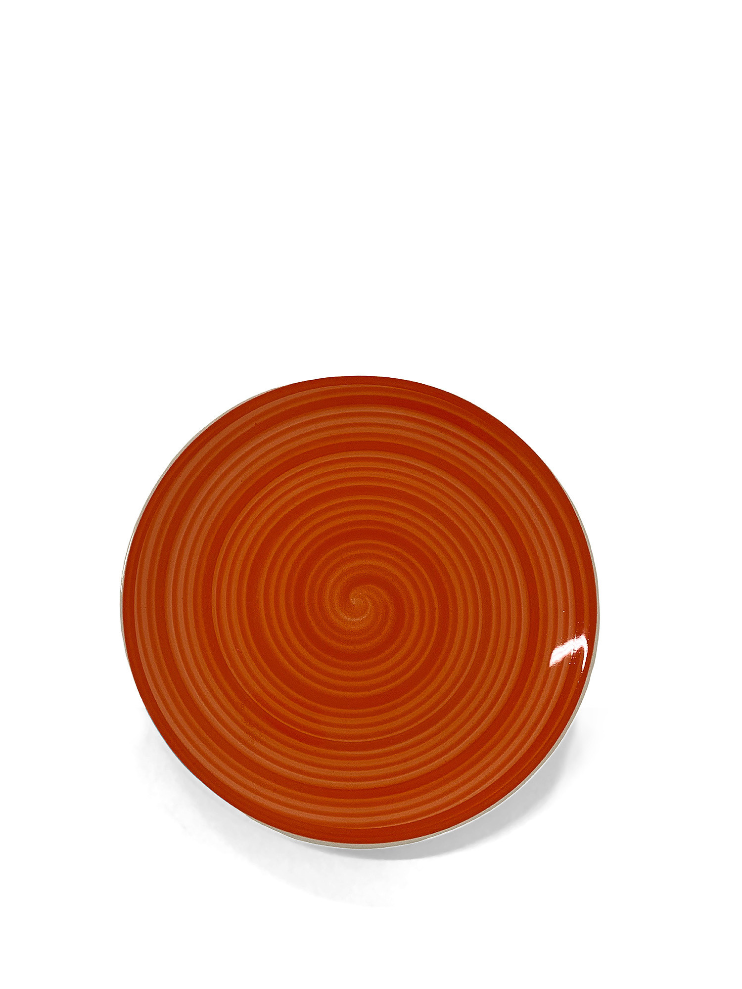 Spiral hand painted ceramic dinner plate, Orange, large image number 0