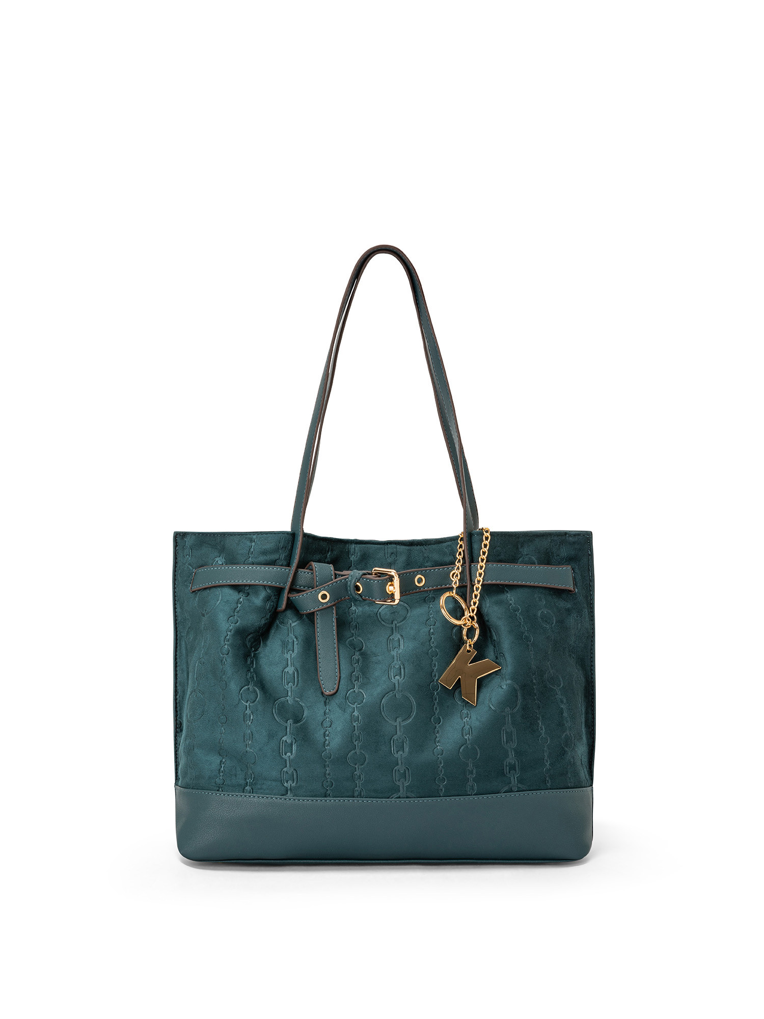 Koan - Shopping bag con stampa, Verde ottanio, large image number 0