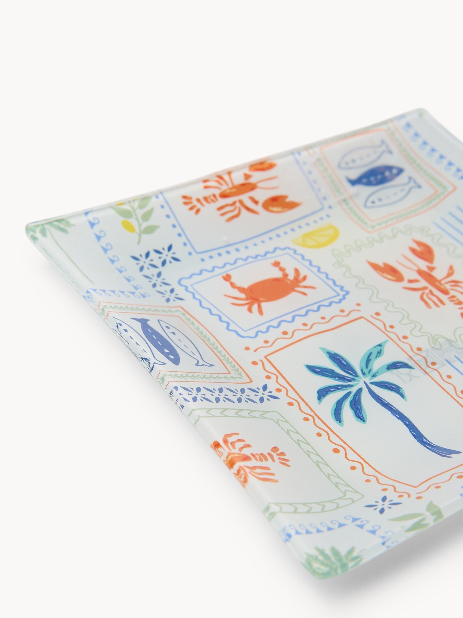 Glass plate with palm decoration - Introductory price, Multicolor, large image number 1