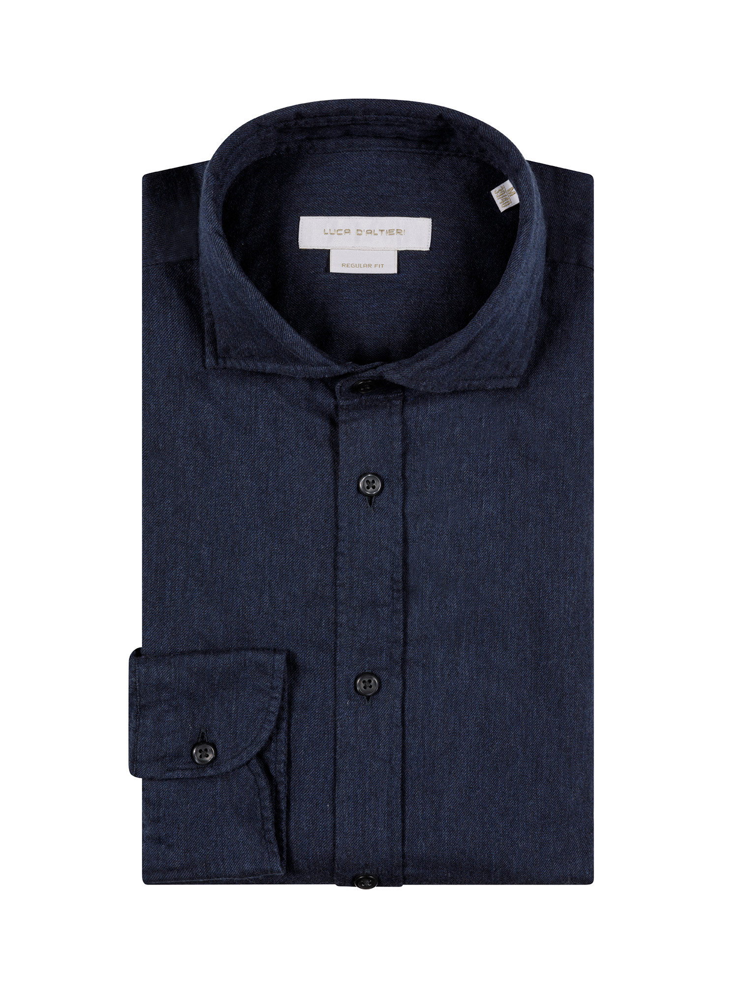 Camicia regular fit in morbida flanella di cotone organico, Blu scuro, large image number 2