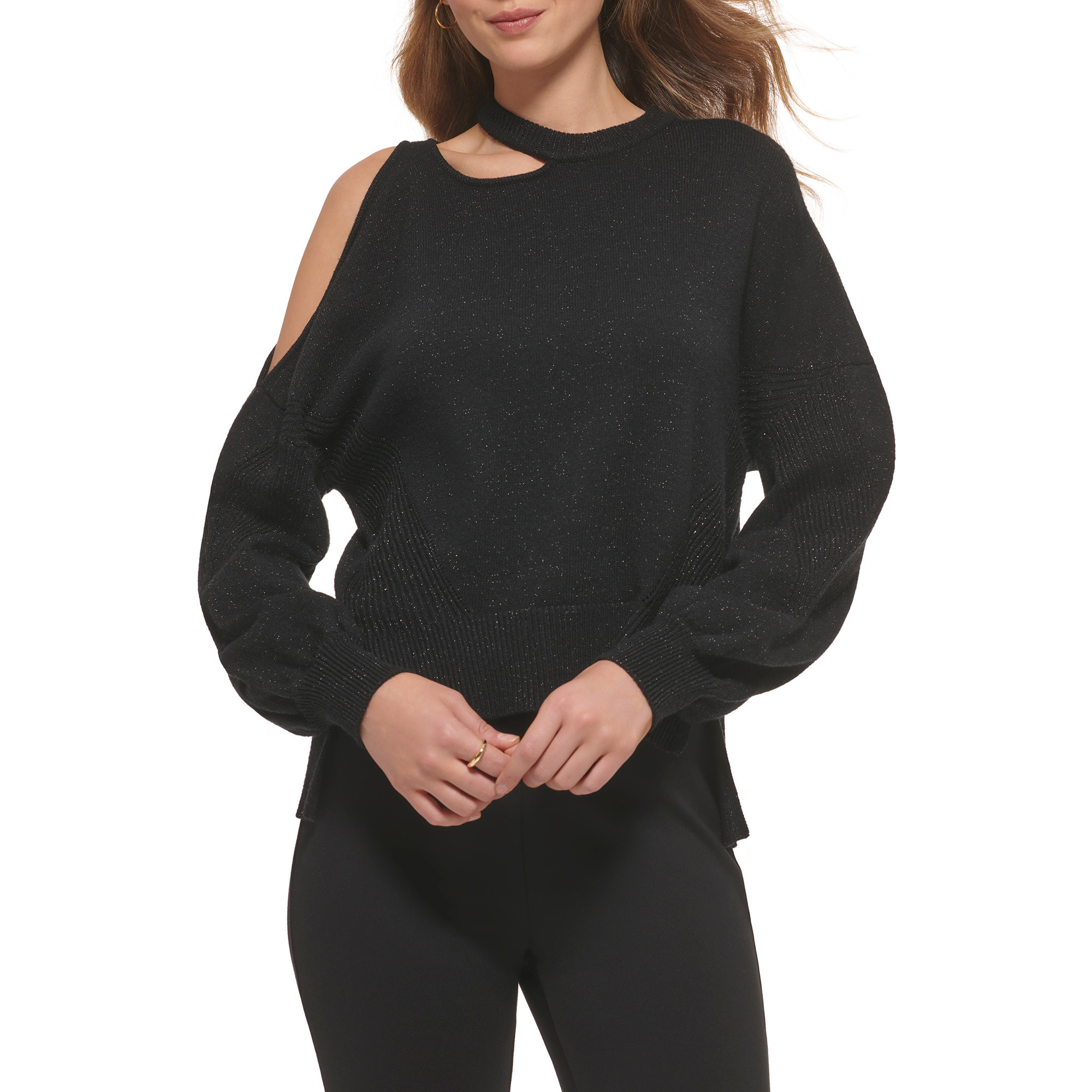 DKNY - Sweater with cut out details, Black, large image number 2