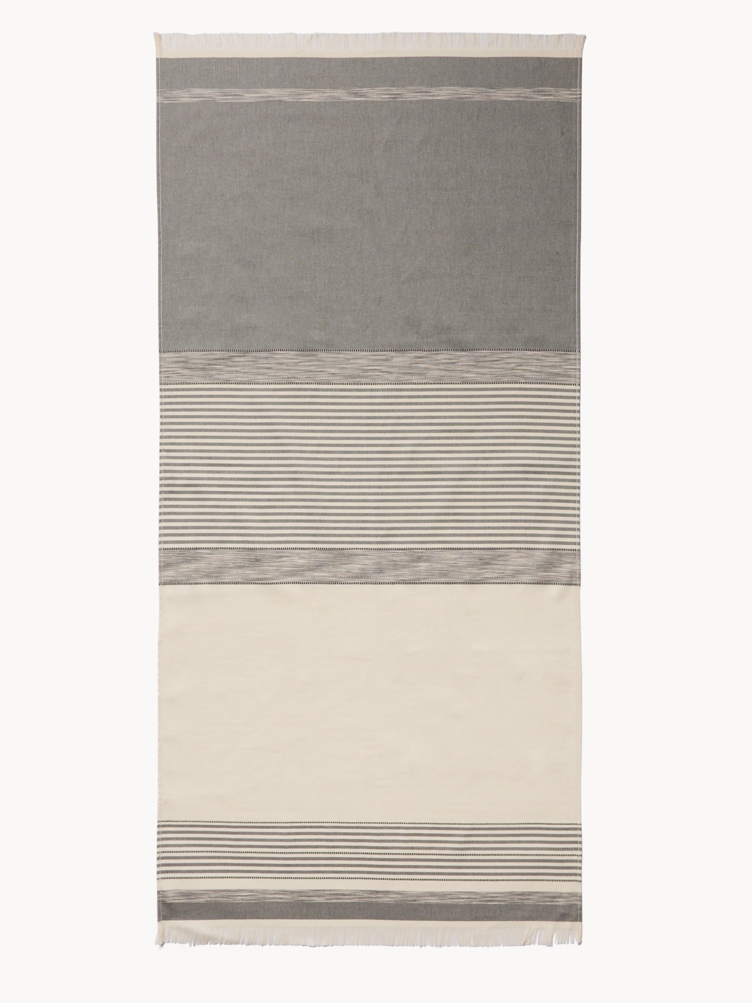 Fringed pure cotton hammam beach towel - Introductory price, Black, large image number 0