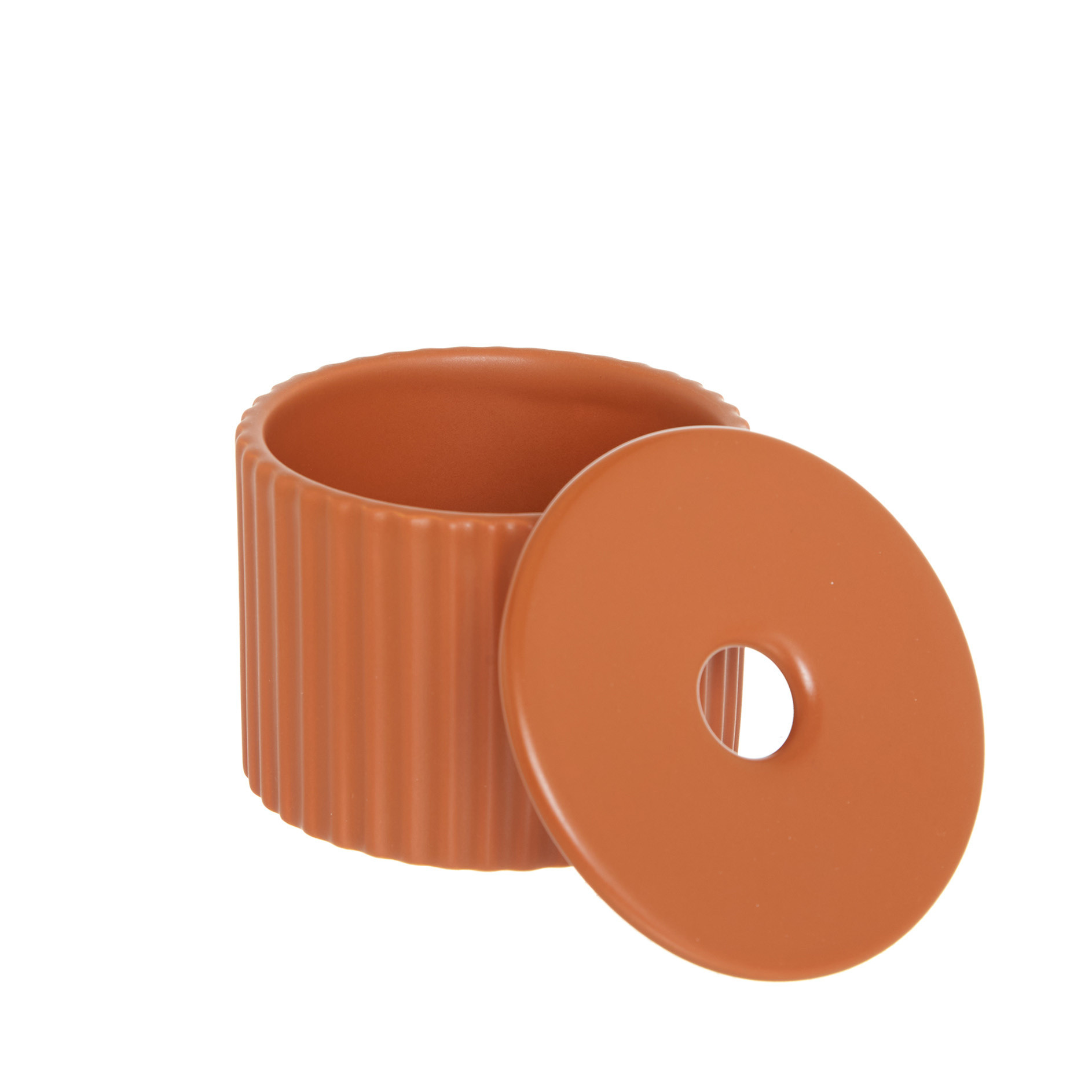 Portuguese striped ceramic cotton holder, Dark Orange, large image number 0