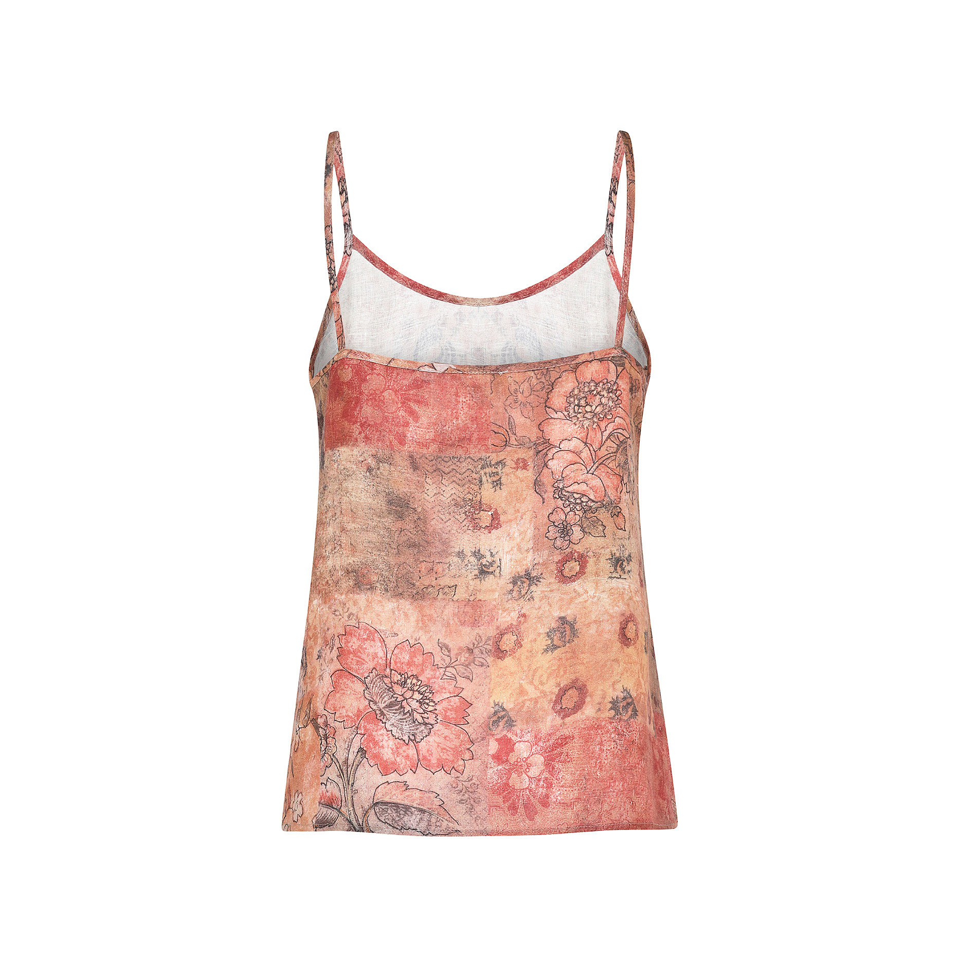 Tank top in pure linen with floral pattern, Multicolor, large image number 1