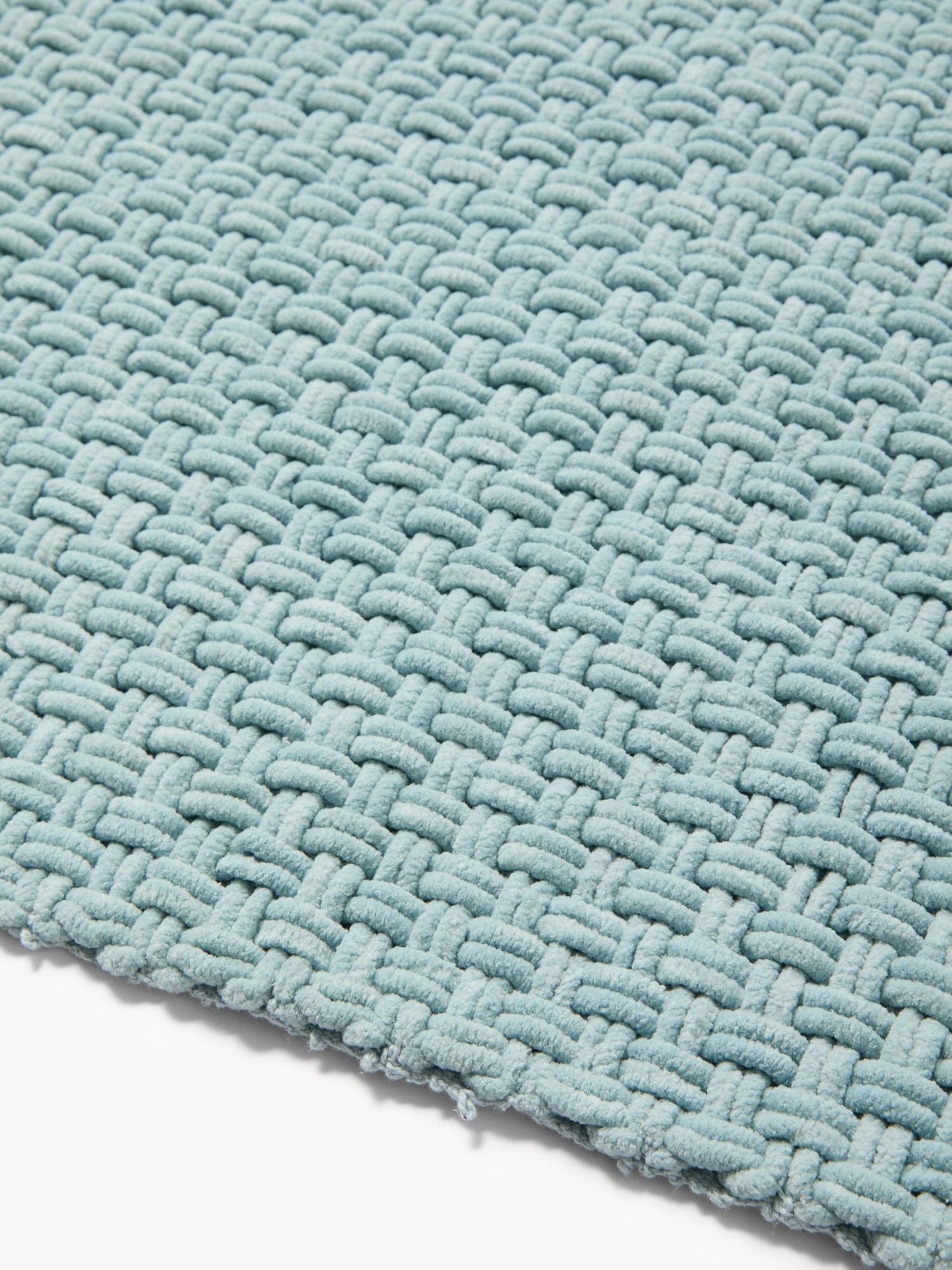 Tappeto bagno in ciniglia effetto intrecciato - Prezzo di lancio, Azzurro, large image number 1