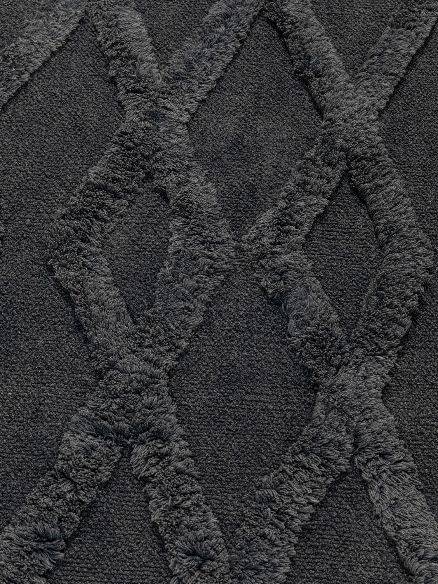 Jacquard cotton rug with fringes and relief pattern, Dark Grey, large image number 1