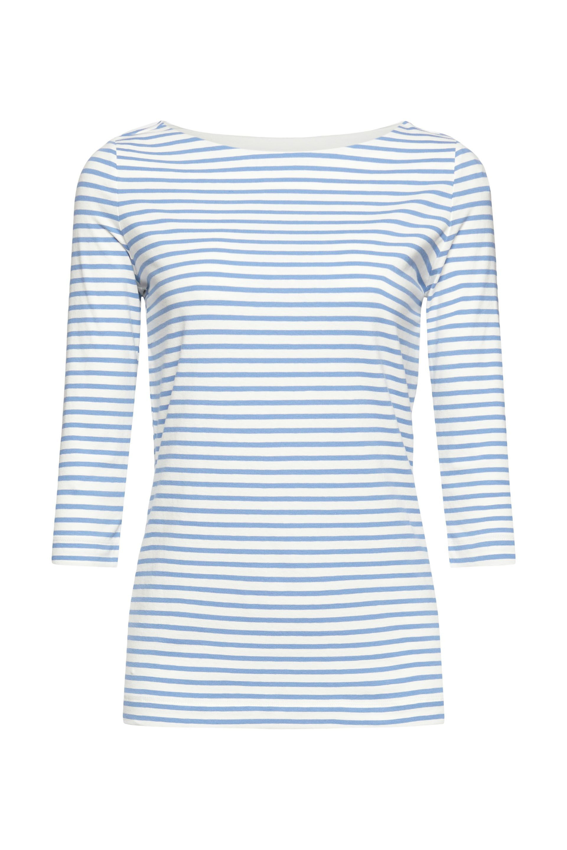 Striped T-shirt with three-quarter sleeves, White, large image number 0